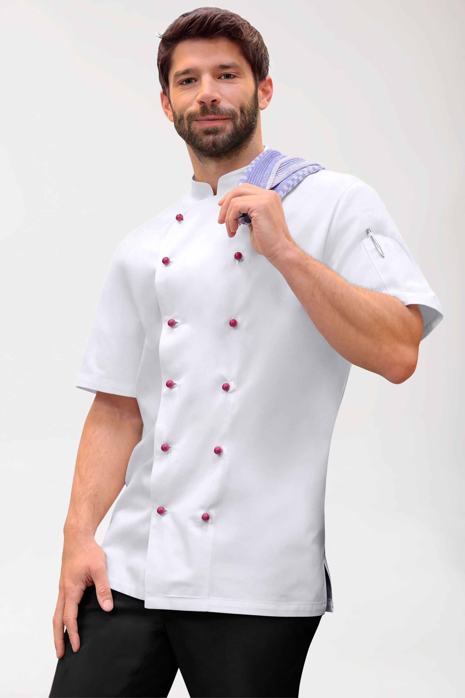 Gastro Kochjacke Herren - 1/2 Arm weiss