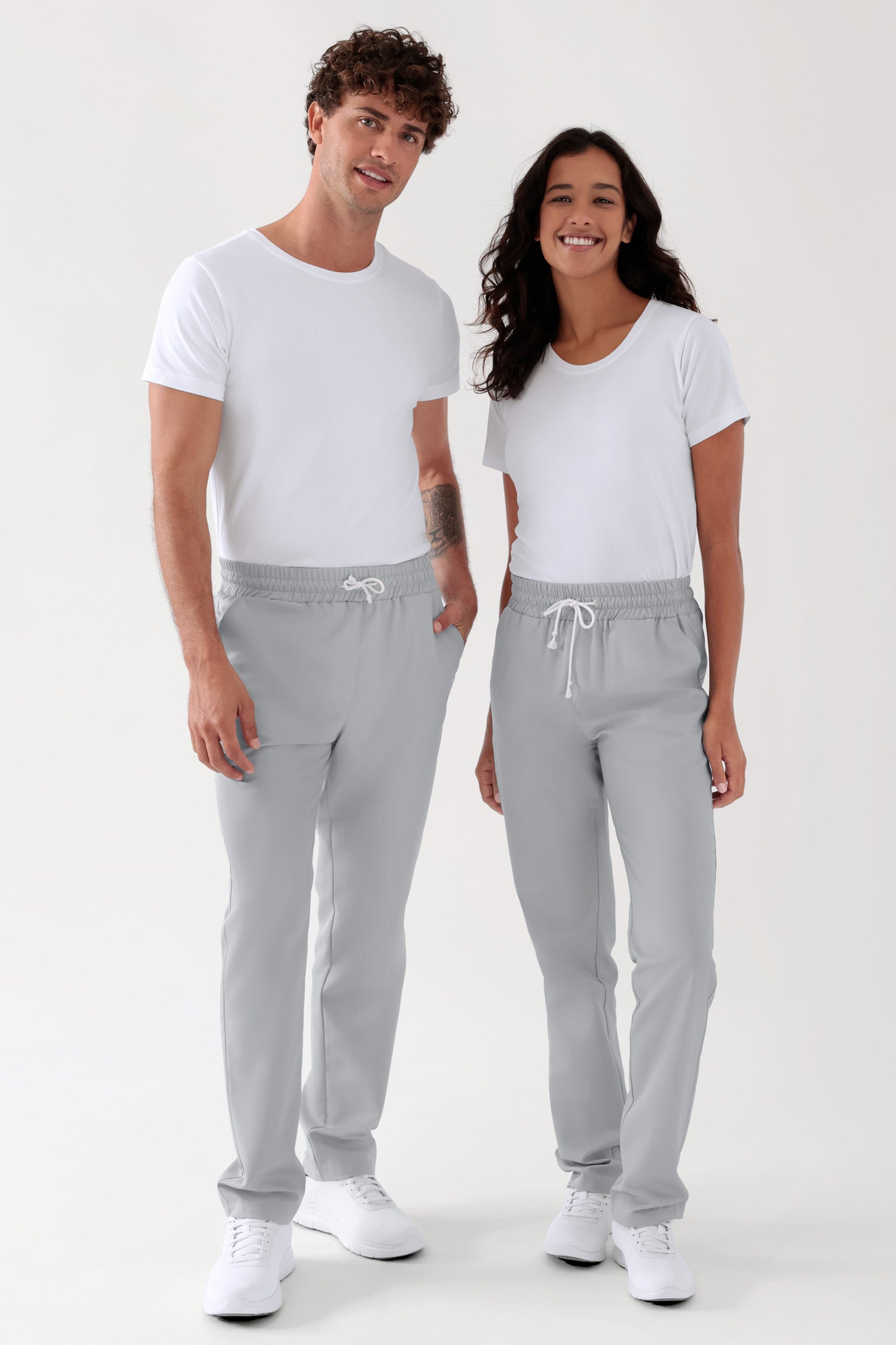 TENCEL™ Hose Unisex - Rundumgummibund perlgrau, Vorderansicht