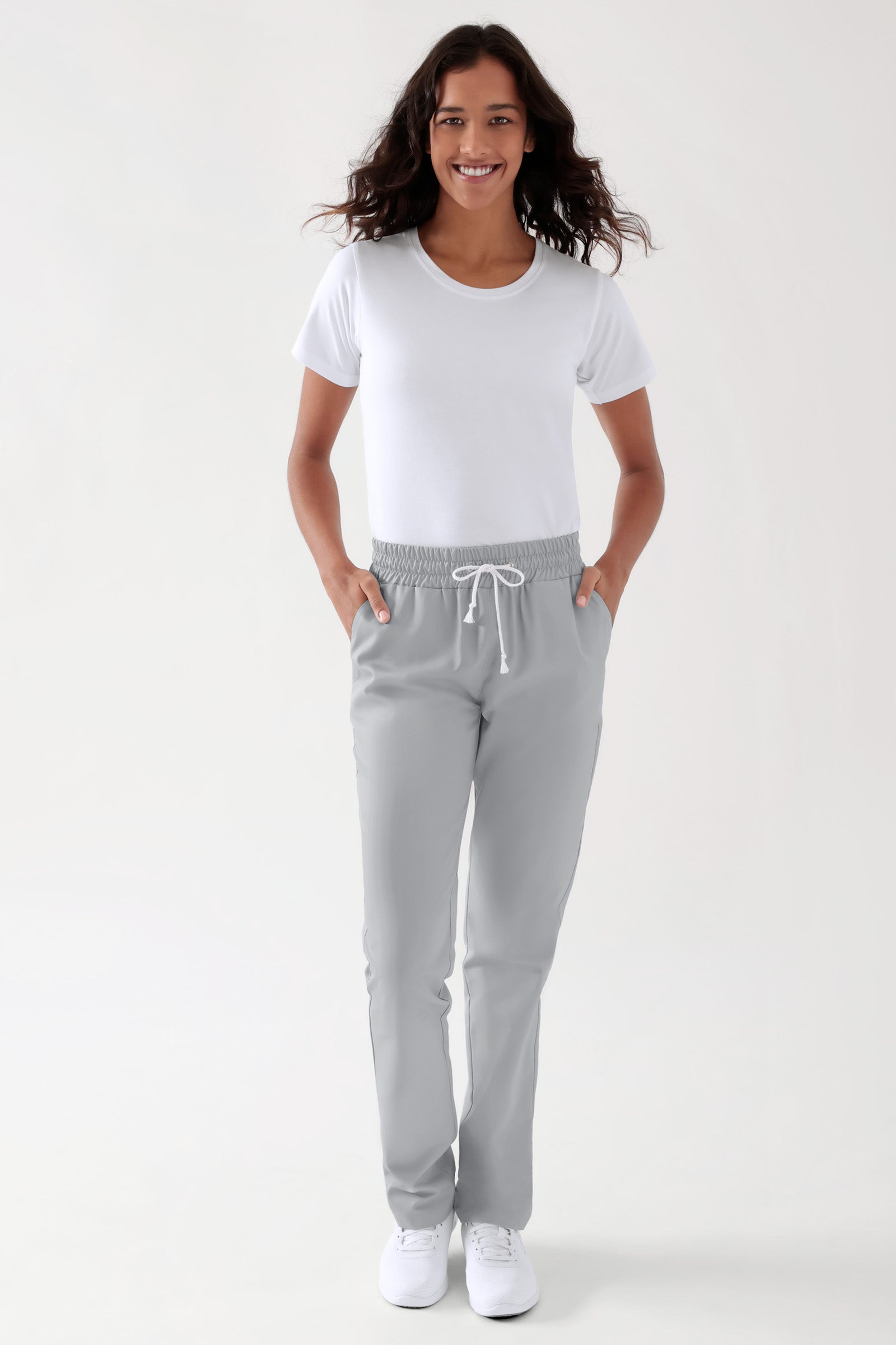 TENCEL™ Hose Unisex - Rundumgummibund perlgrau, Vorderansicht