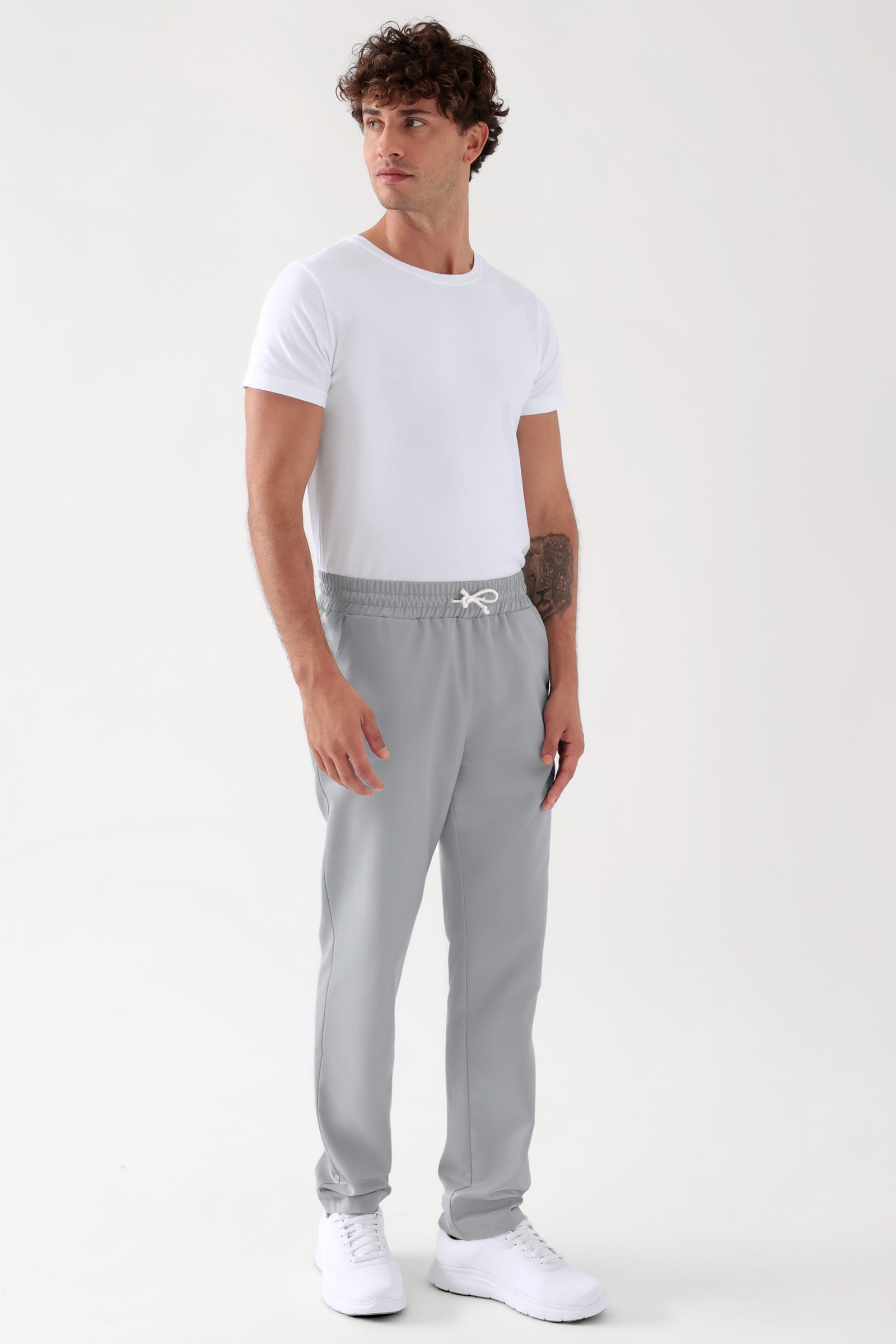 TENCEL™ Hose Unisex - Rundumgummibund perlgrau, Vorderansicht