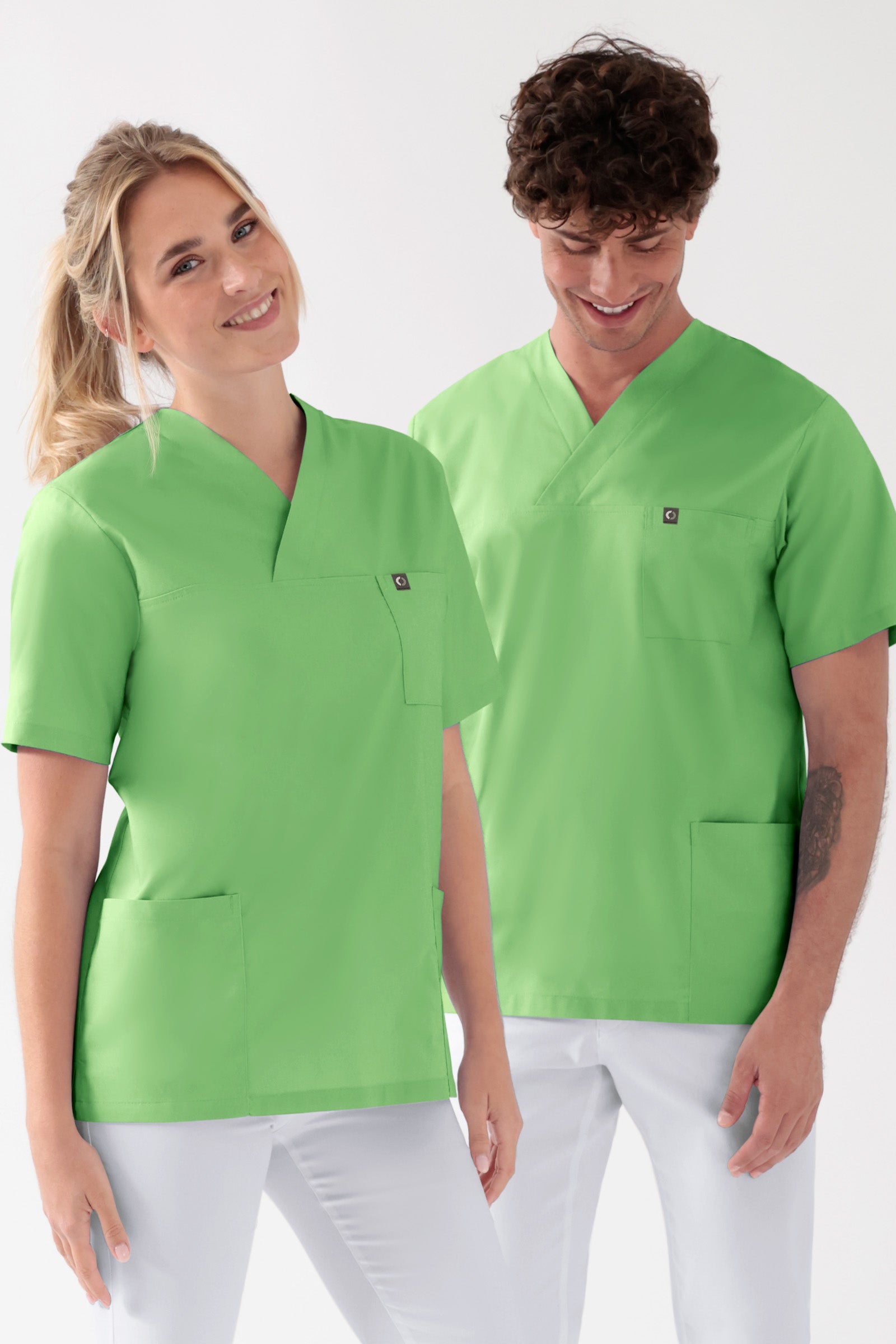 Baumwolle Schlupfkasack Unisex - Doppelpack apfelgrün, Vue de face