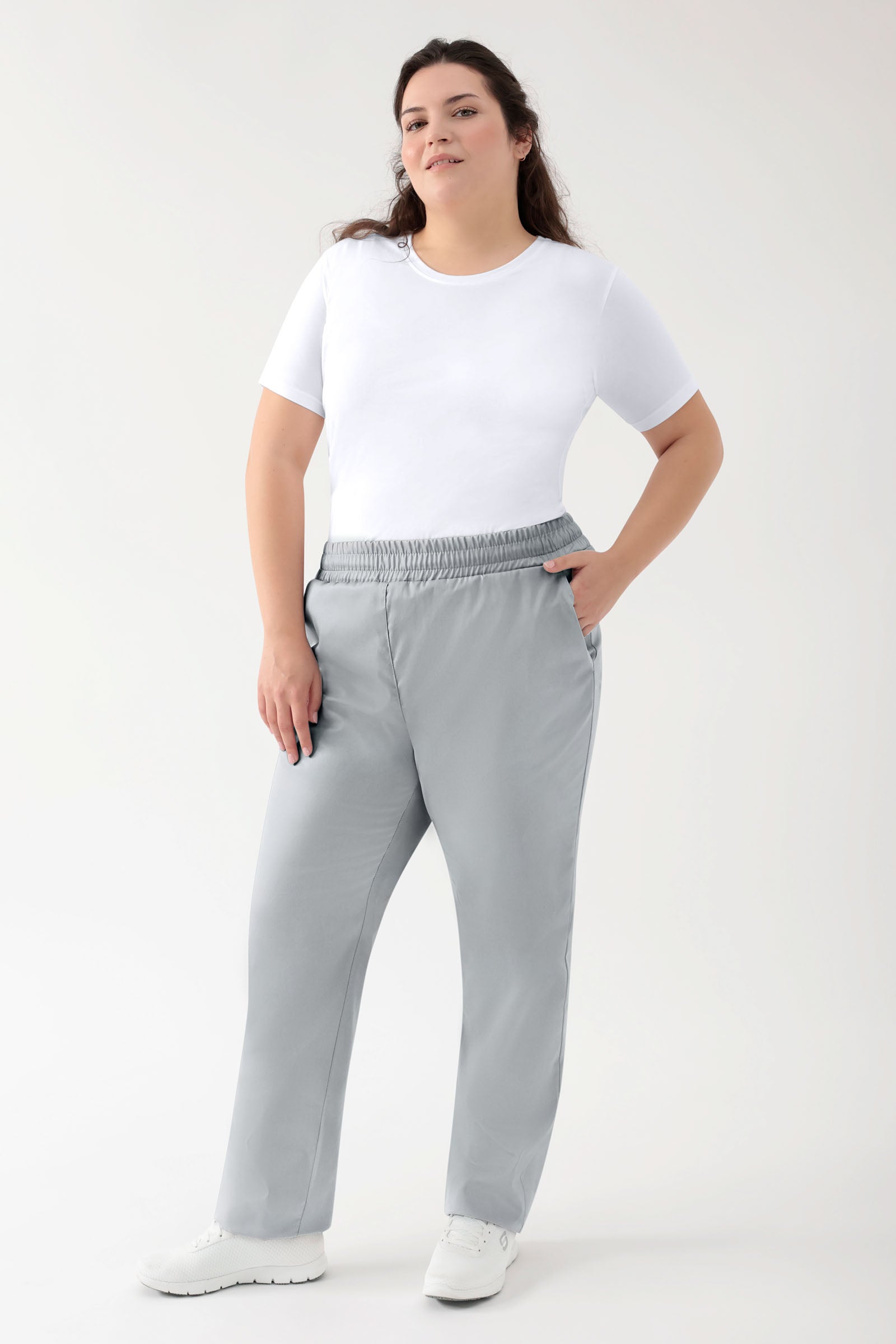 GREEN Stretch Hose Unisex - Rundumgummibund perlgrau, Vorderansicht