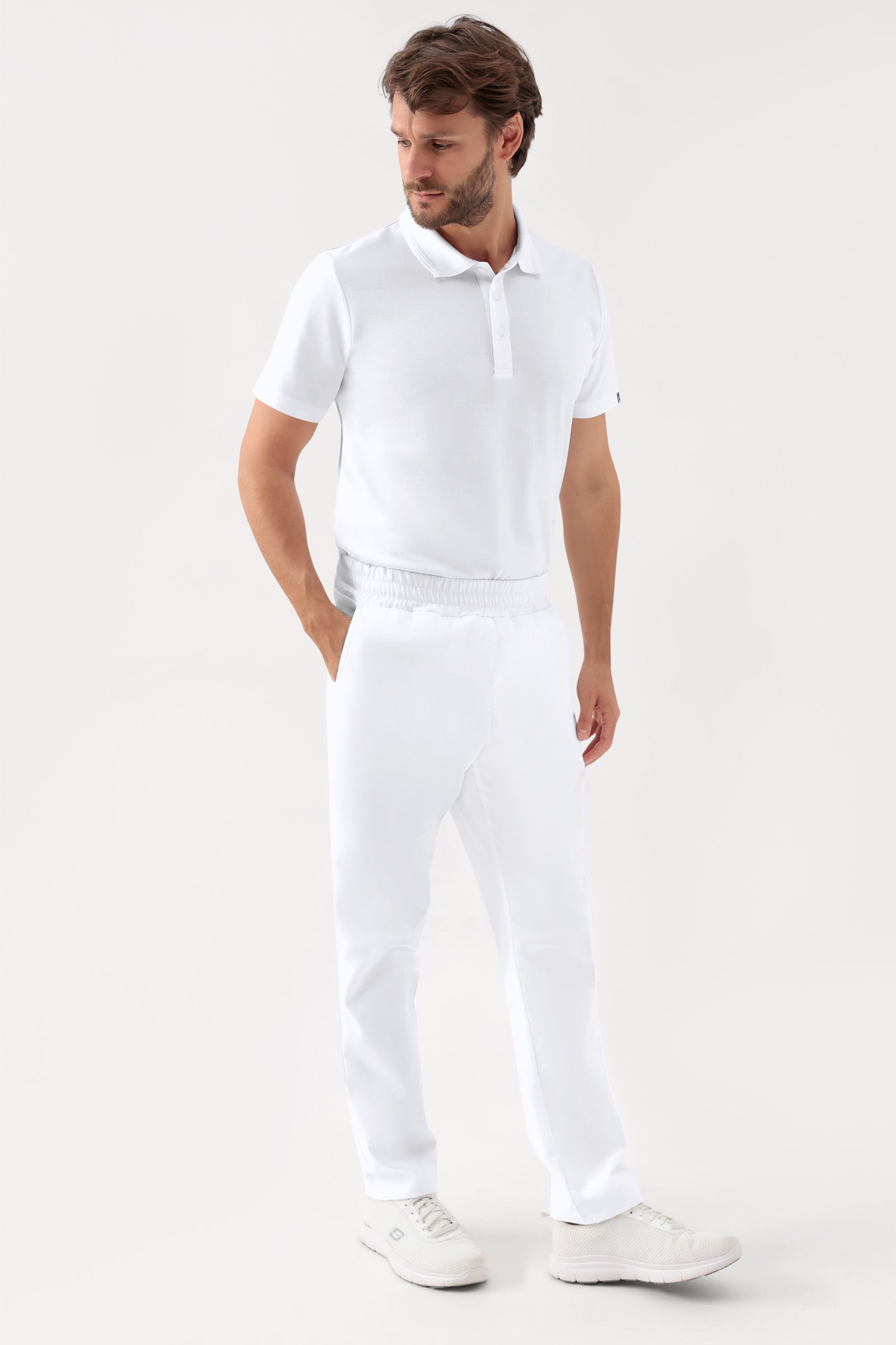 GREEN Stretch Hose Unisex - Rundumgummibund weiss, Vue de face
