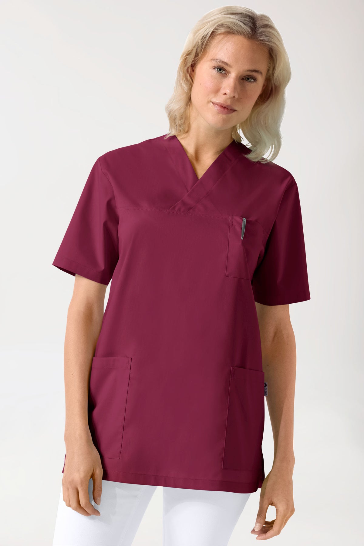 Stretch Schlupfkasack Unisex - V-Ausschnitt bordeaux, Vue de face