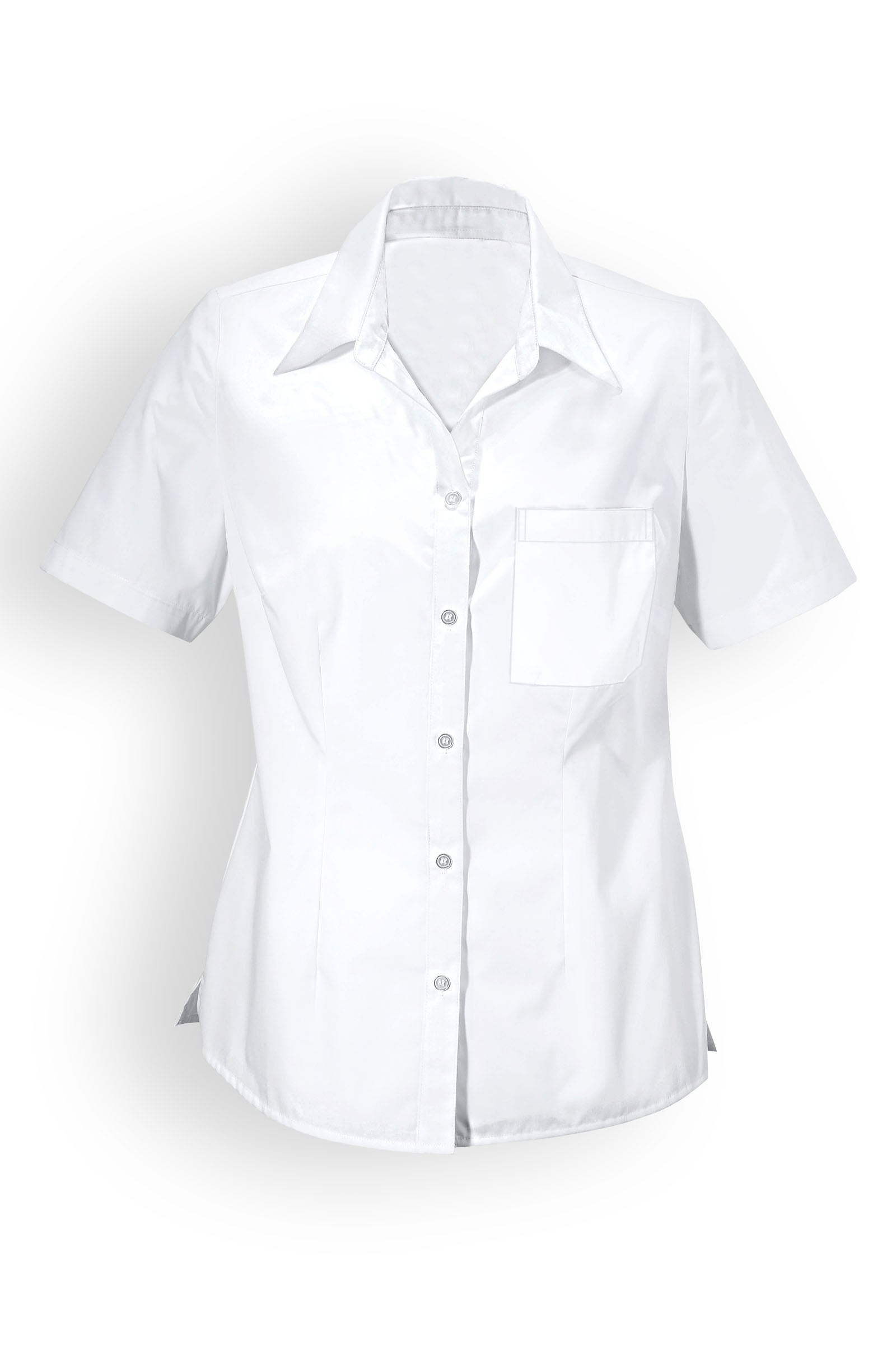 Bluse Weiss Abgerundeter Saum Kurzarm