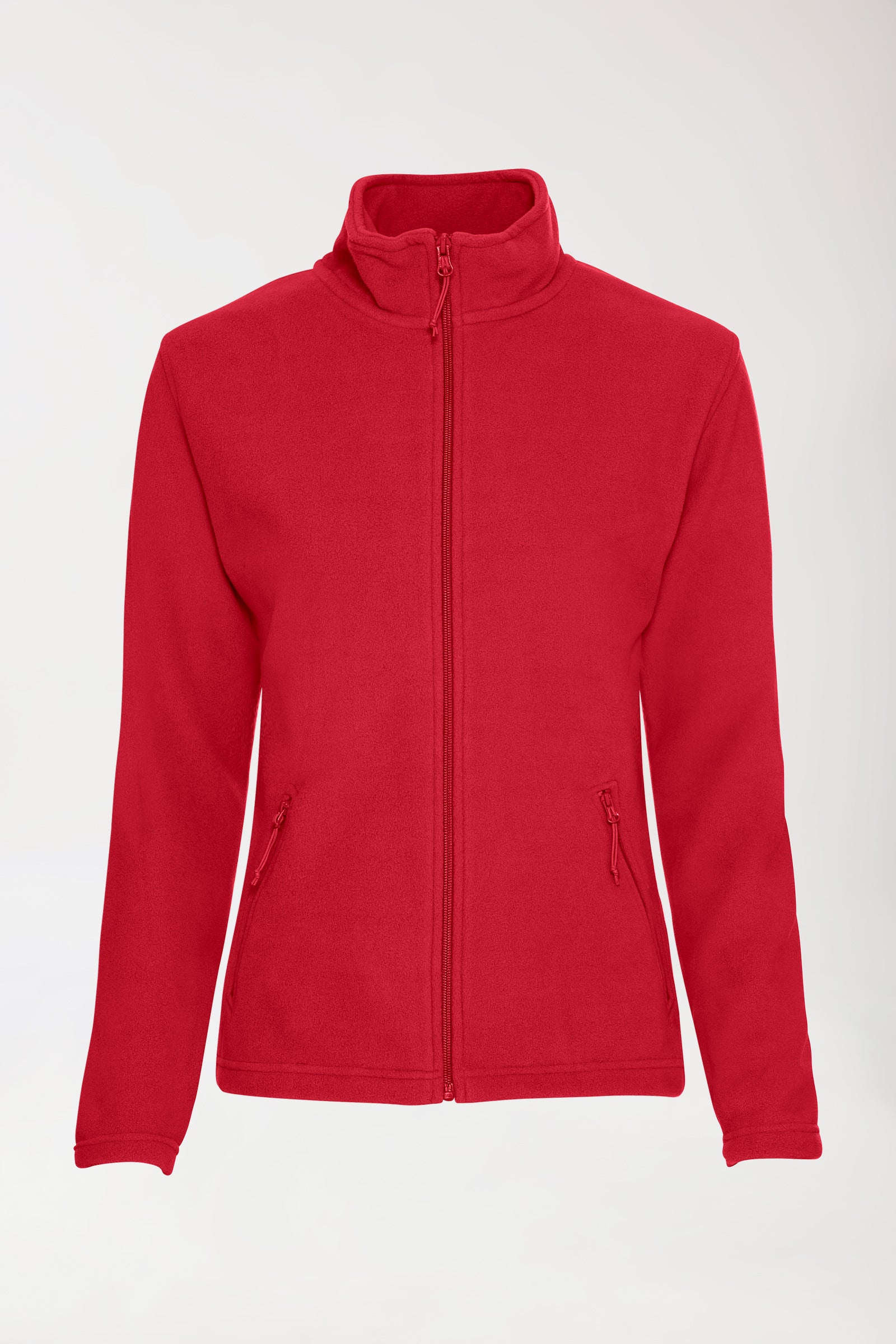 Fleecejacke Damen - Stehkragen rot, Vorderansicht