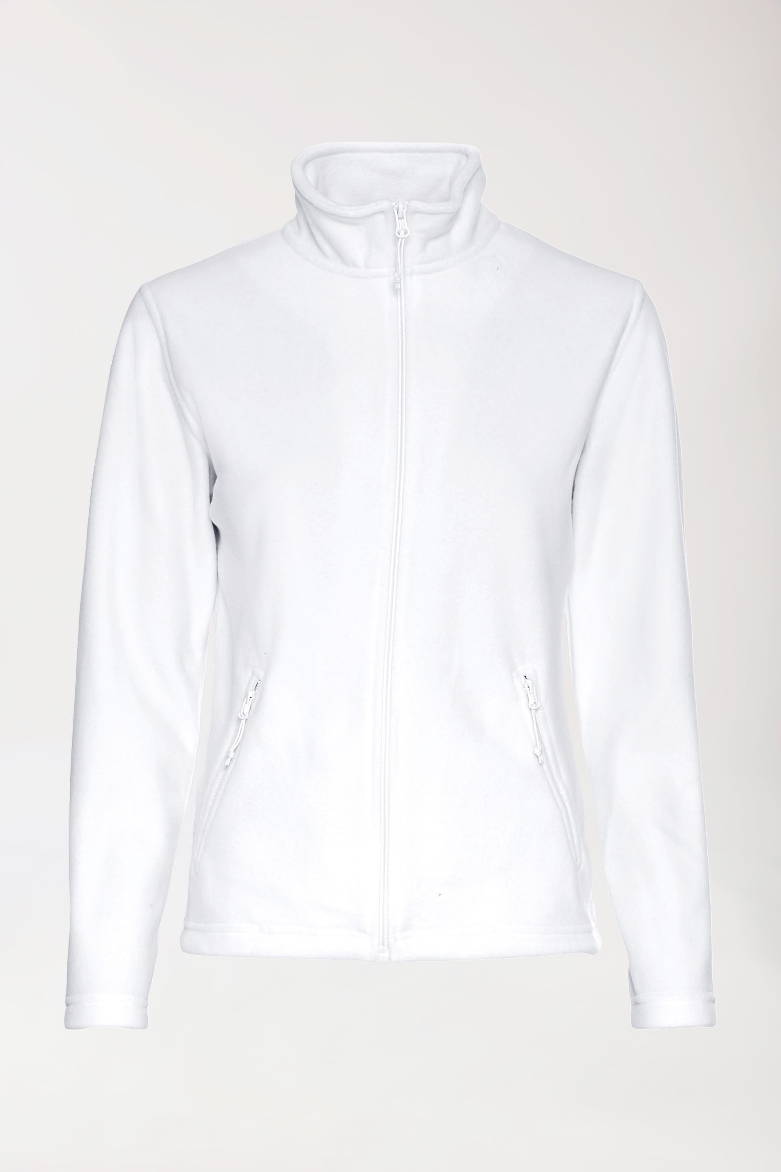 Fleecejacke Damen - Reissverschluss - Stehkragen weiss