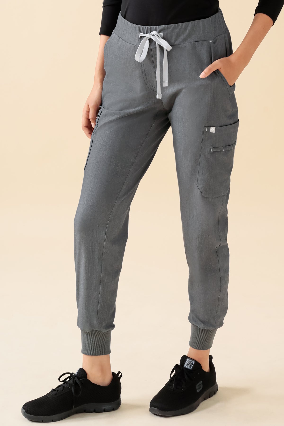 KAERE Hose Damen - Saumbündchen mit Beintaschen grau melange, Vue de face
