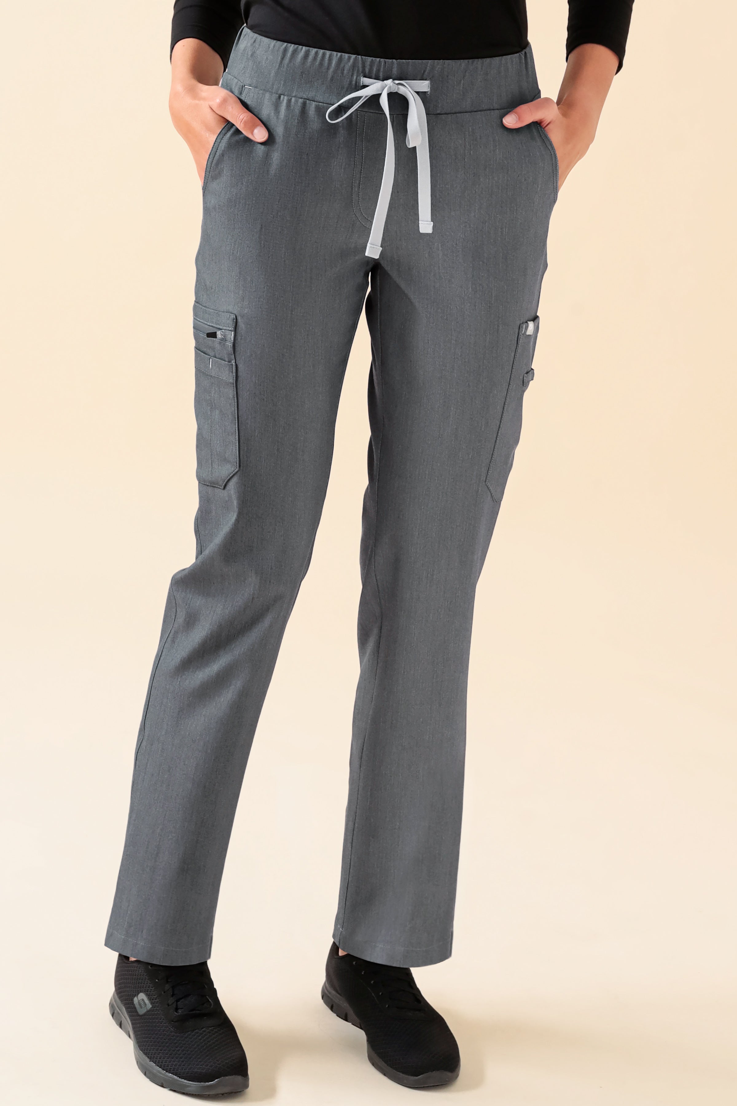 KAERE Hose Damen - gerader Saum mit Beintaschen grau melange, Vue de face