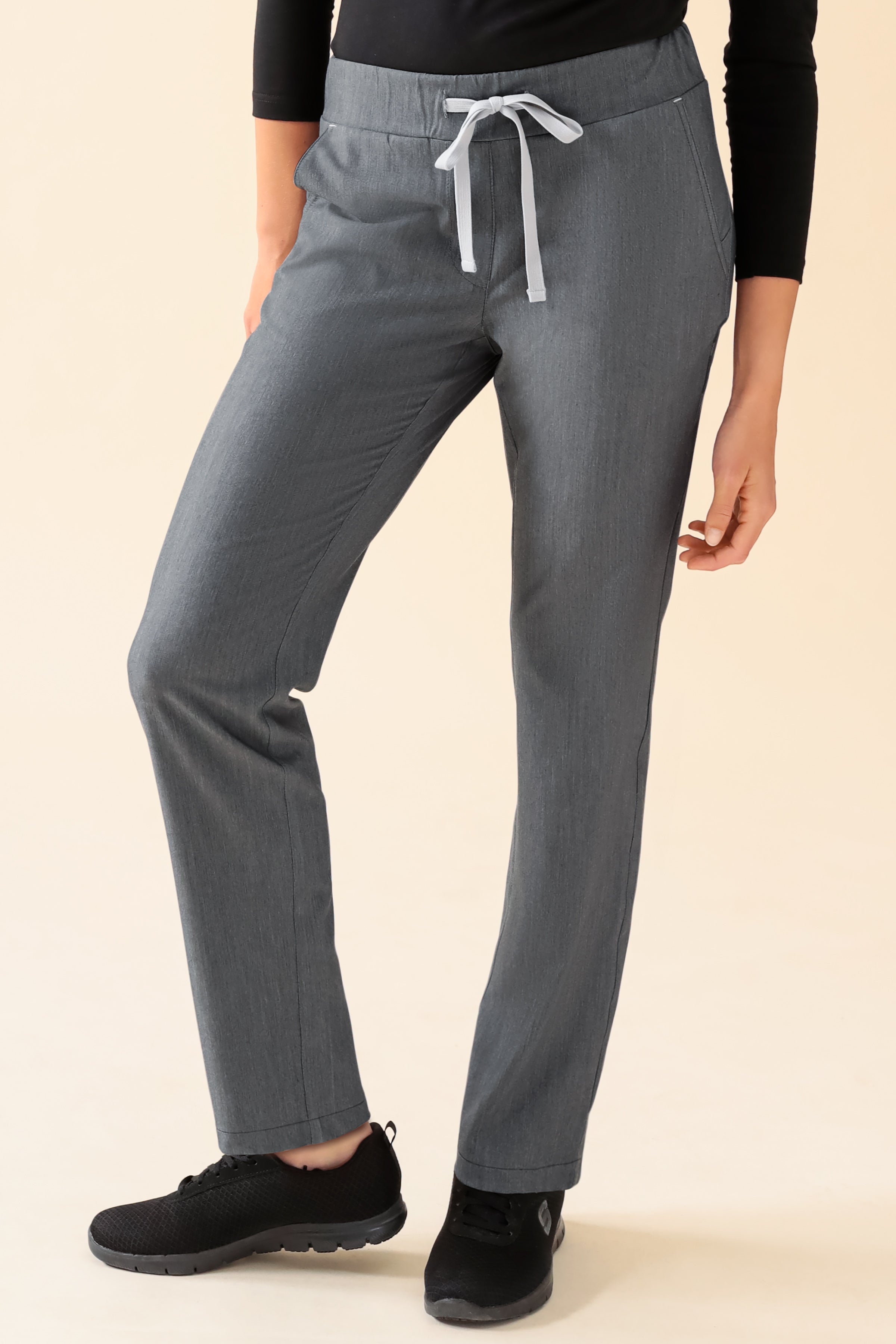 KAERE Hose Damen - gerader Saum ohne Beintaschen grau melange, Vorderansicht