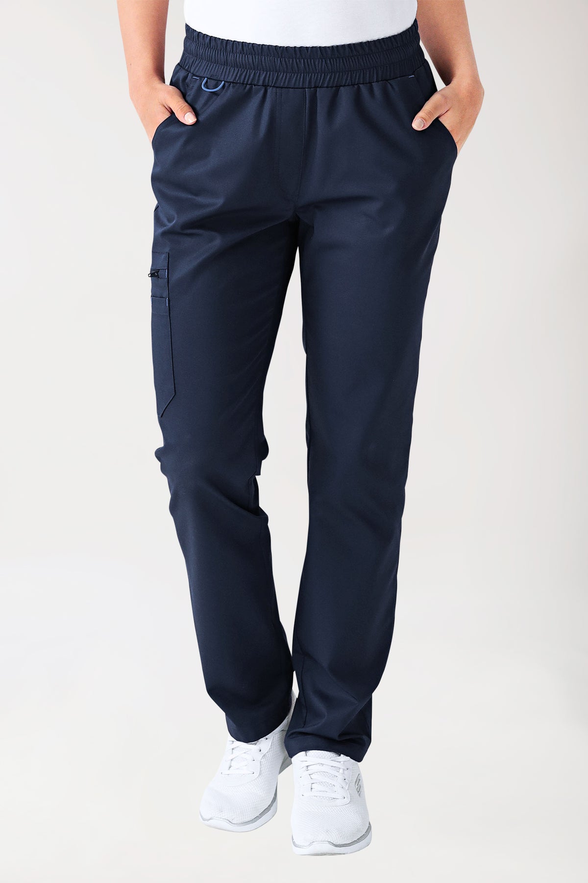 CLINIC STRETCH Hose Damen - gerader Saum Kurzgr. navy/himmelblau, Vue de face
