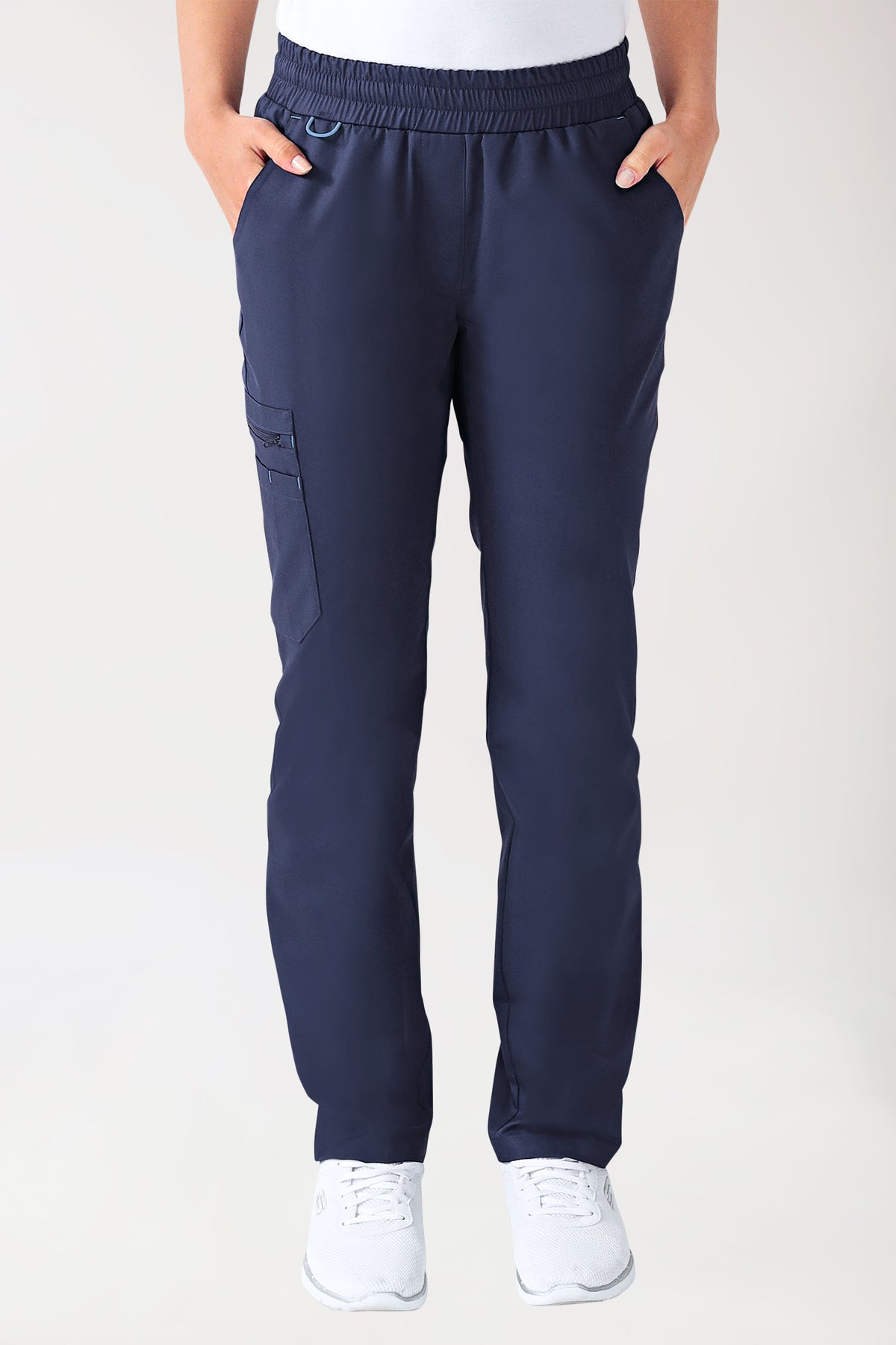 CLINIC STRETCH Hose Damen - gerader Saum navy/himmelblau, Vue de face