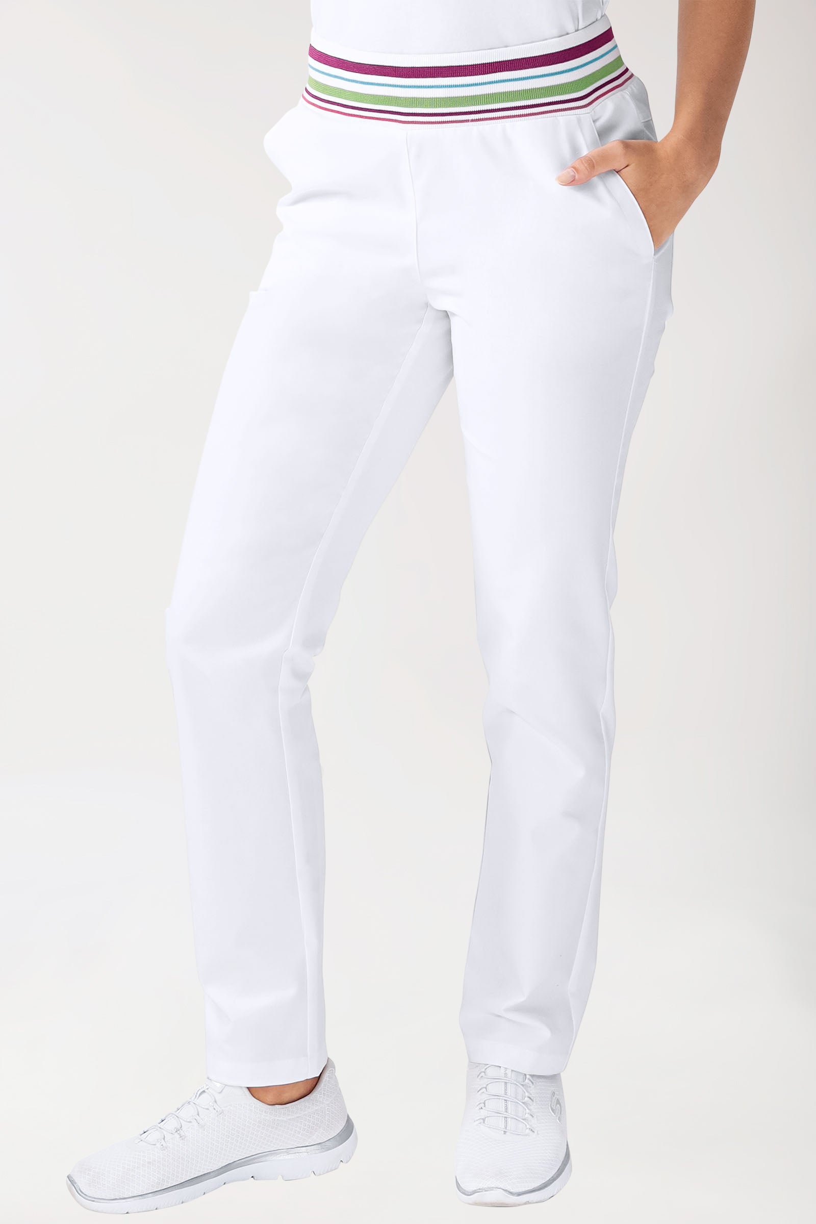 Stretch Hose Damen - Strickbund weiss, Vue de face