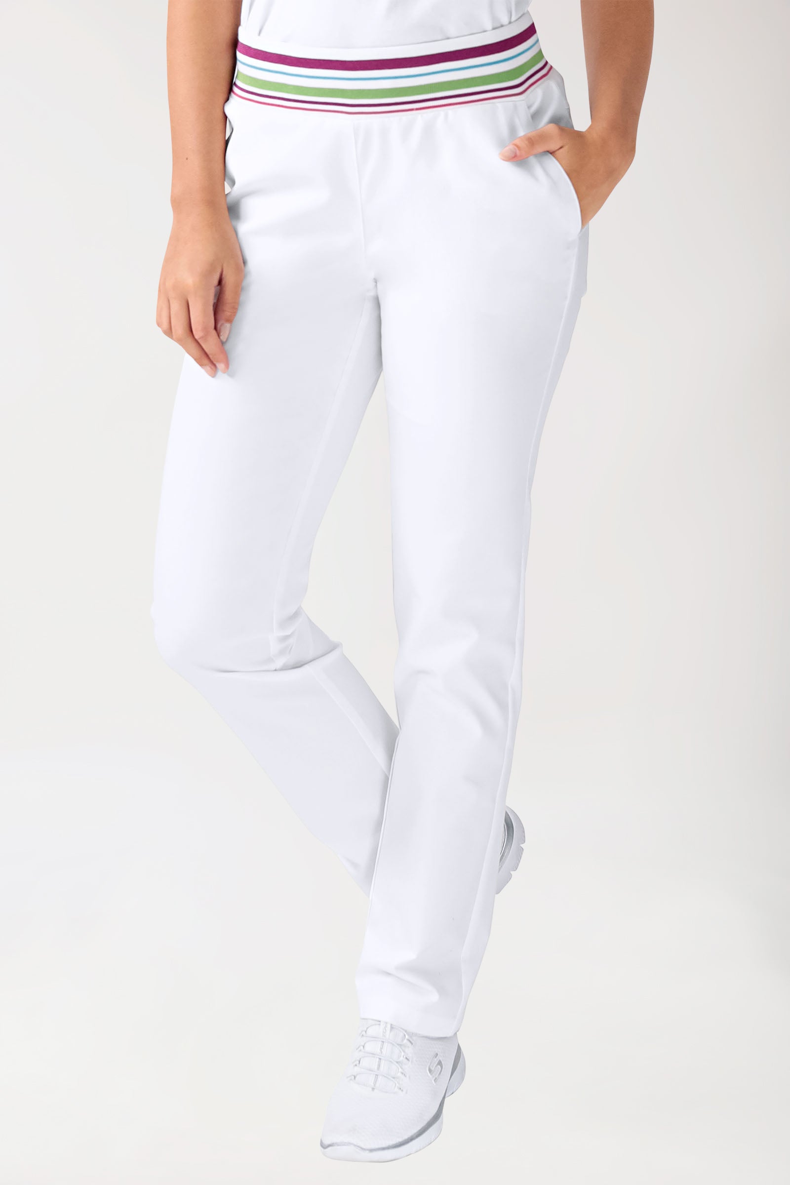 Stretch Hose Damen - Strickbund weiss, Vue de face