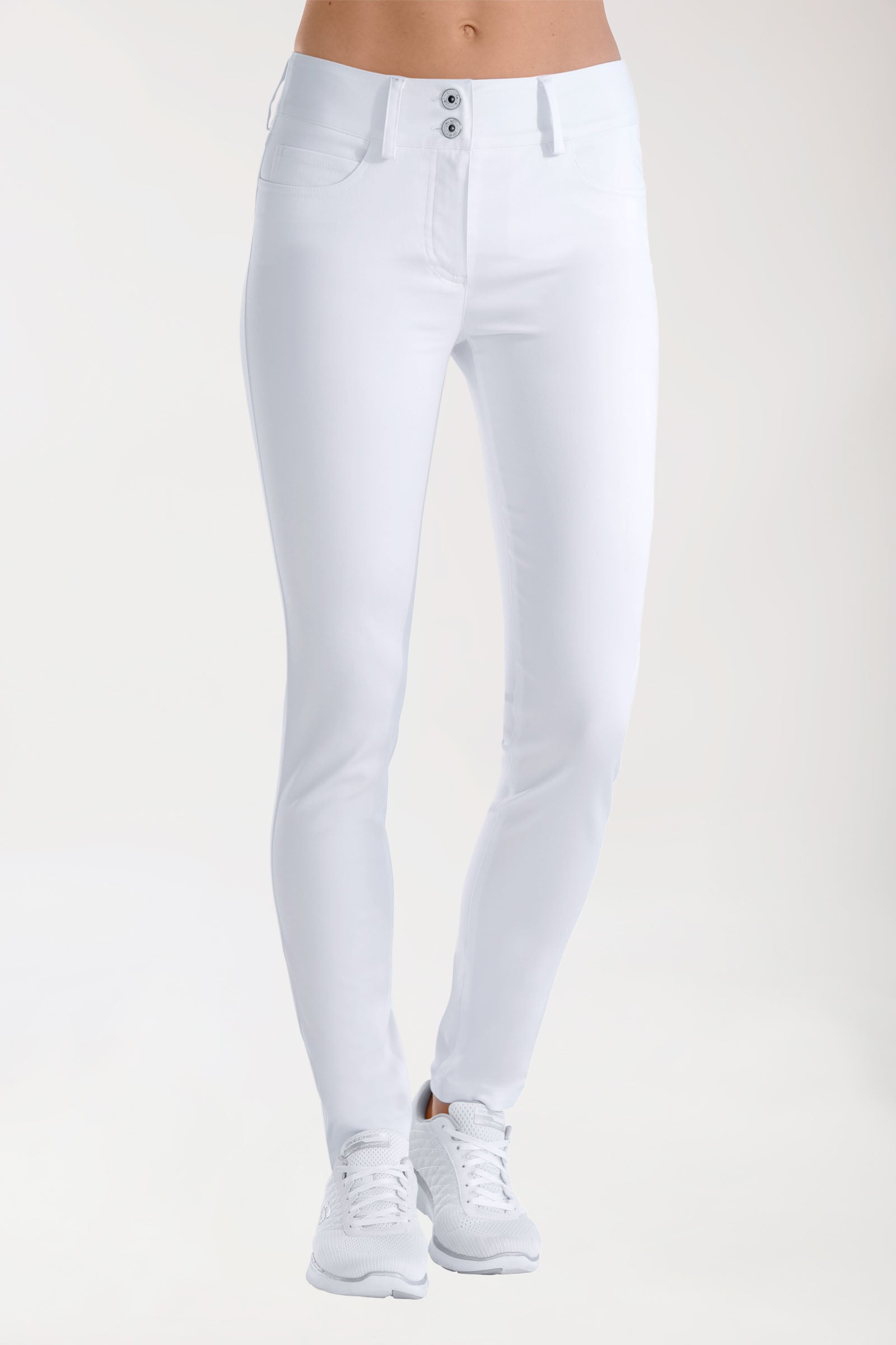 Comfort Stretch Hose Damen - 5-Pocket mit breitem Bund weiss