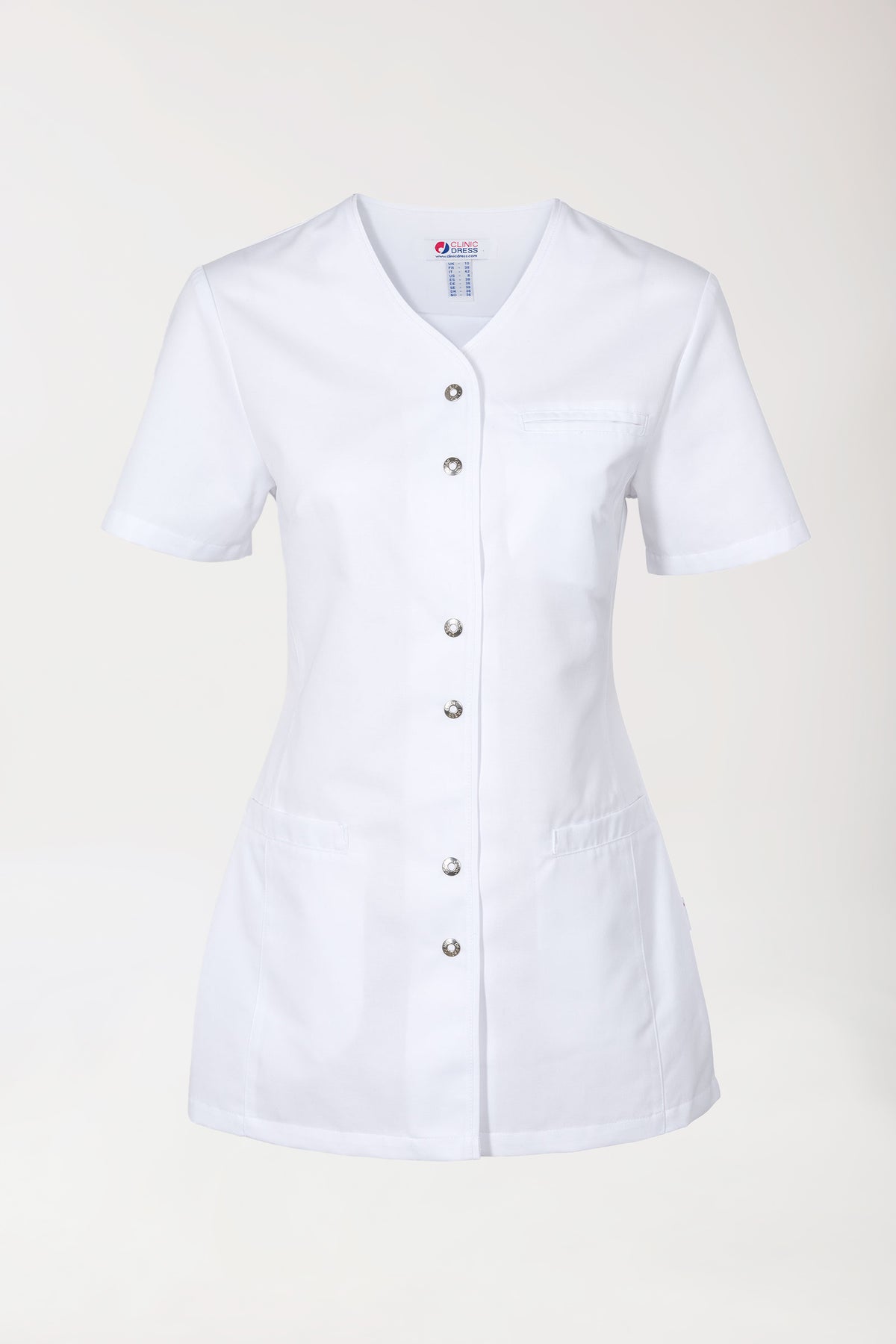 Beauty Kasack Damen - Druckknopfleiste weiss, Vue de face