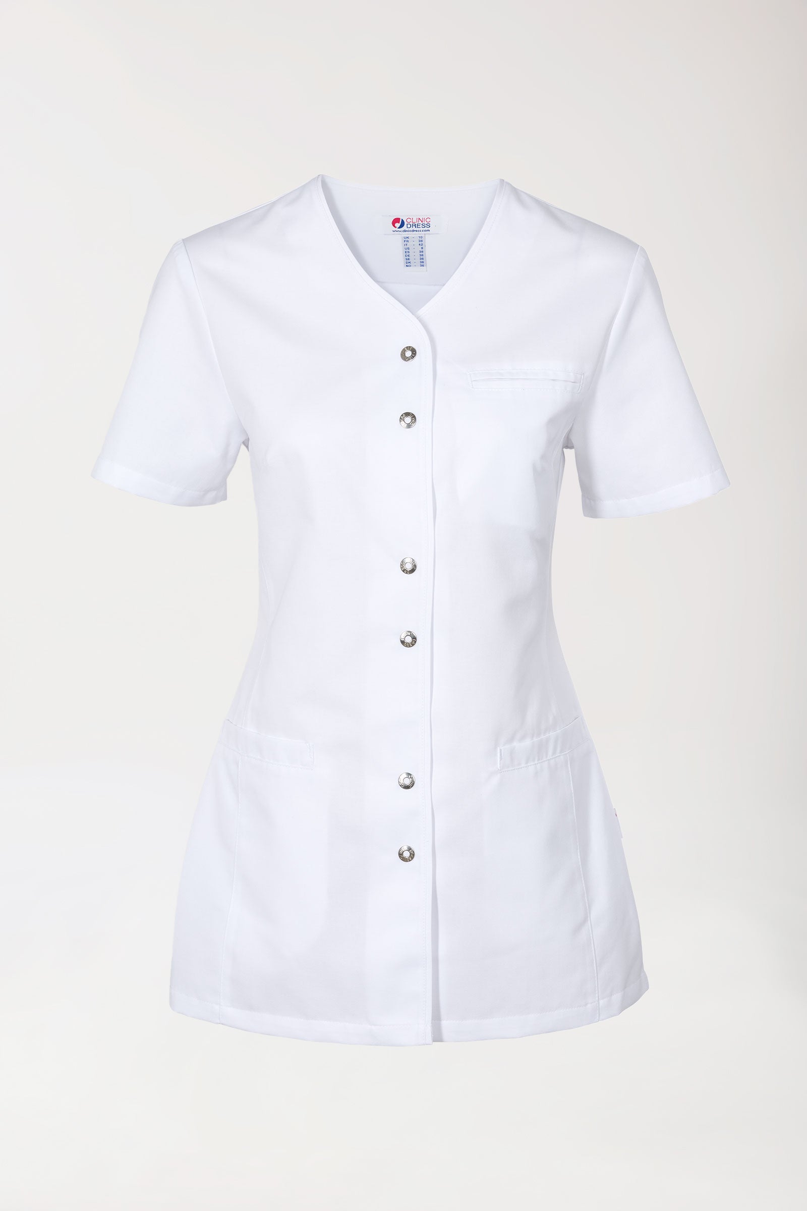 Beauty Kasack Damen - Druckknopfleiste weiss, Vue de face