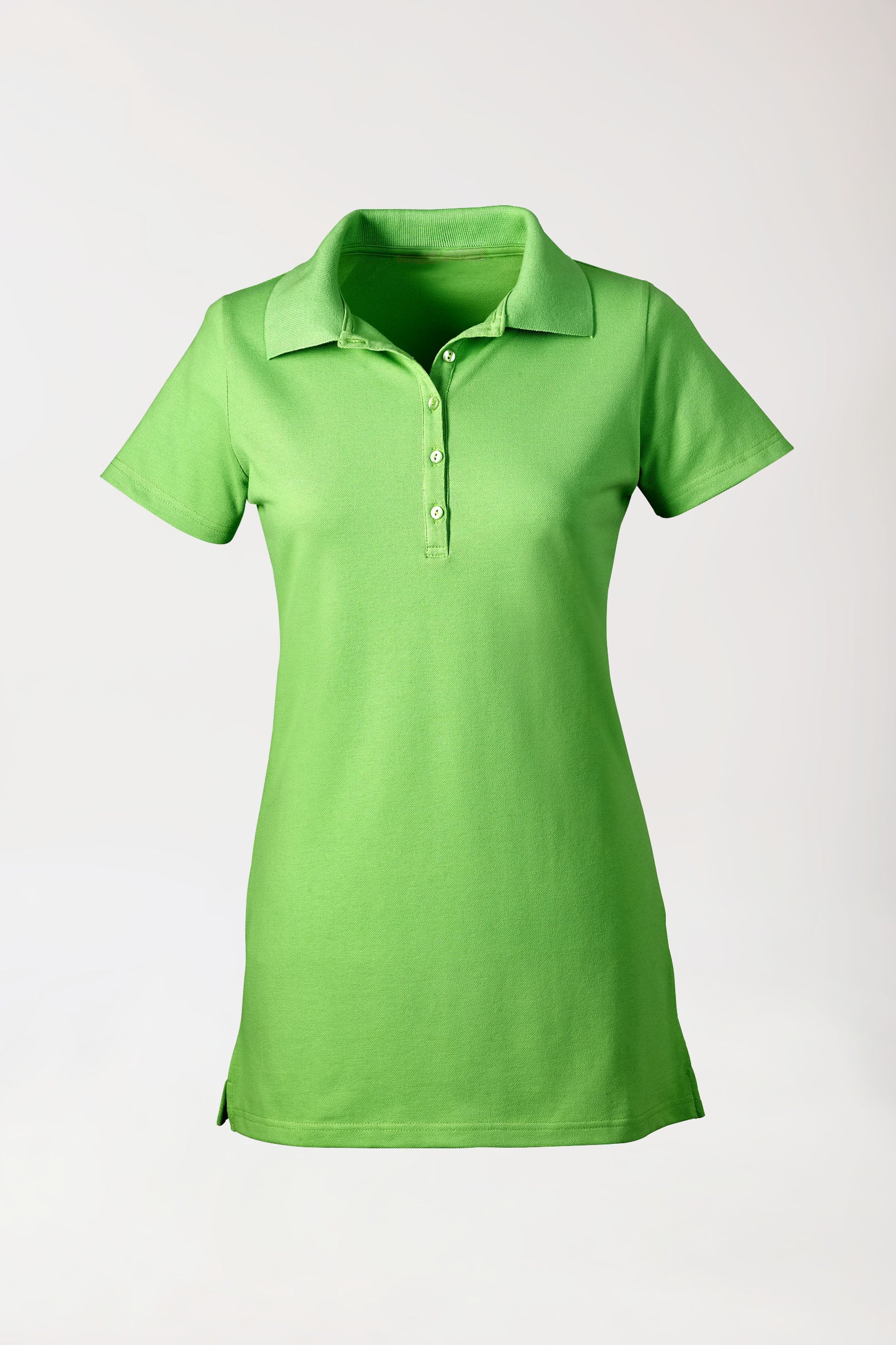 Stretch Longshirt Damen - Polokragen apfelgrün, Vue de face
