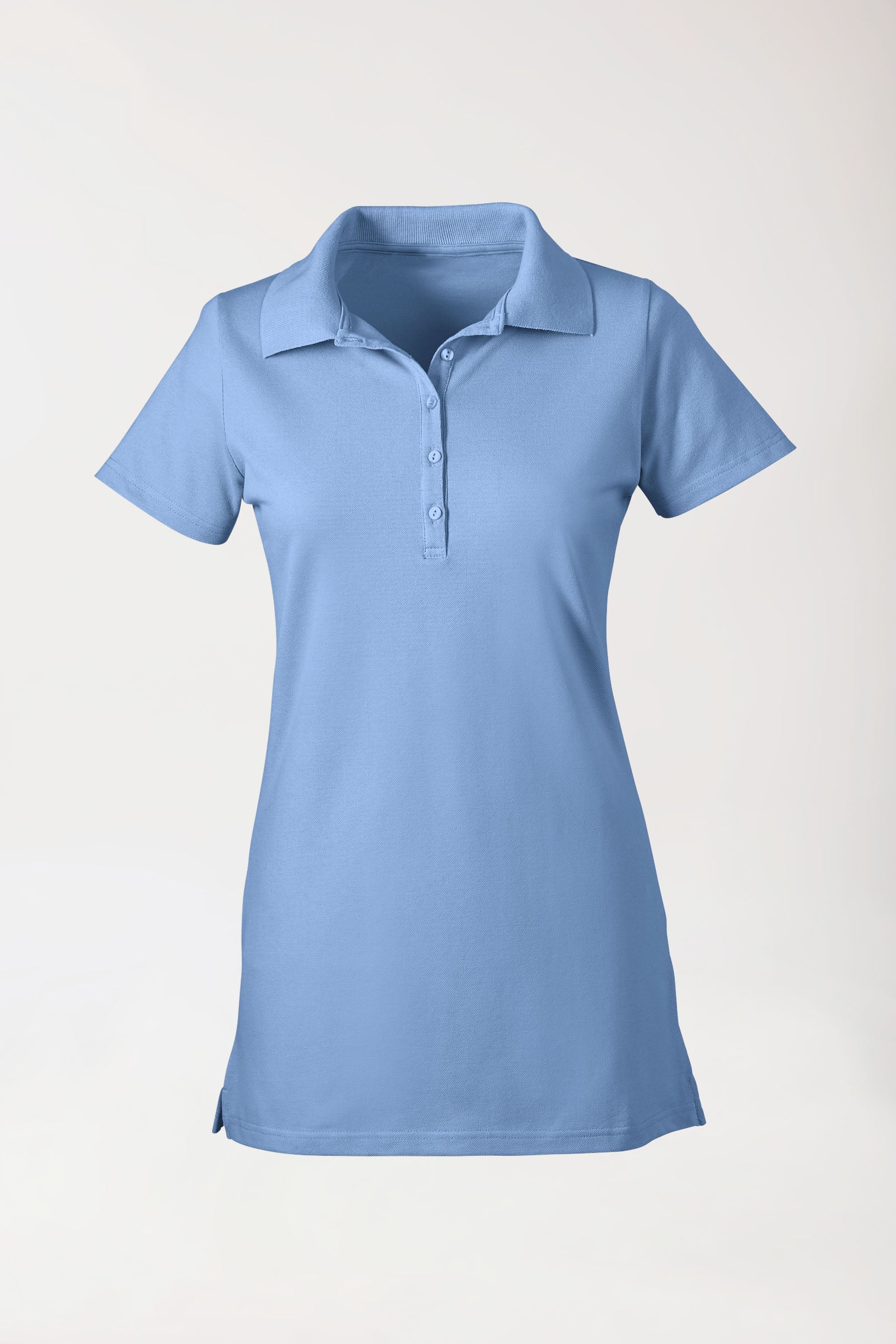 Stretch Longshirt Damen - Polokragen himmelblau, Vue de face