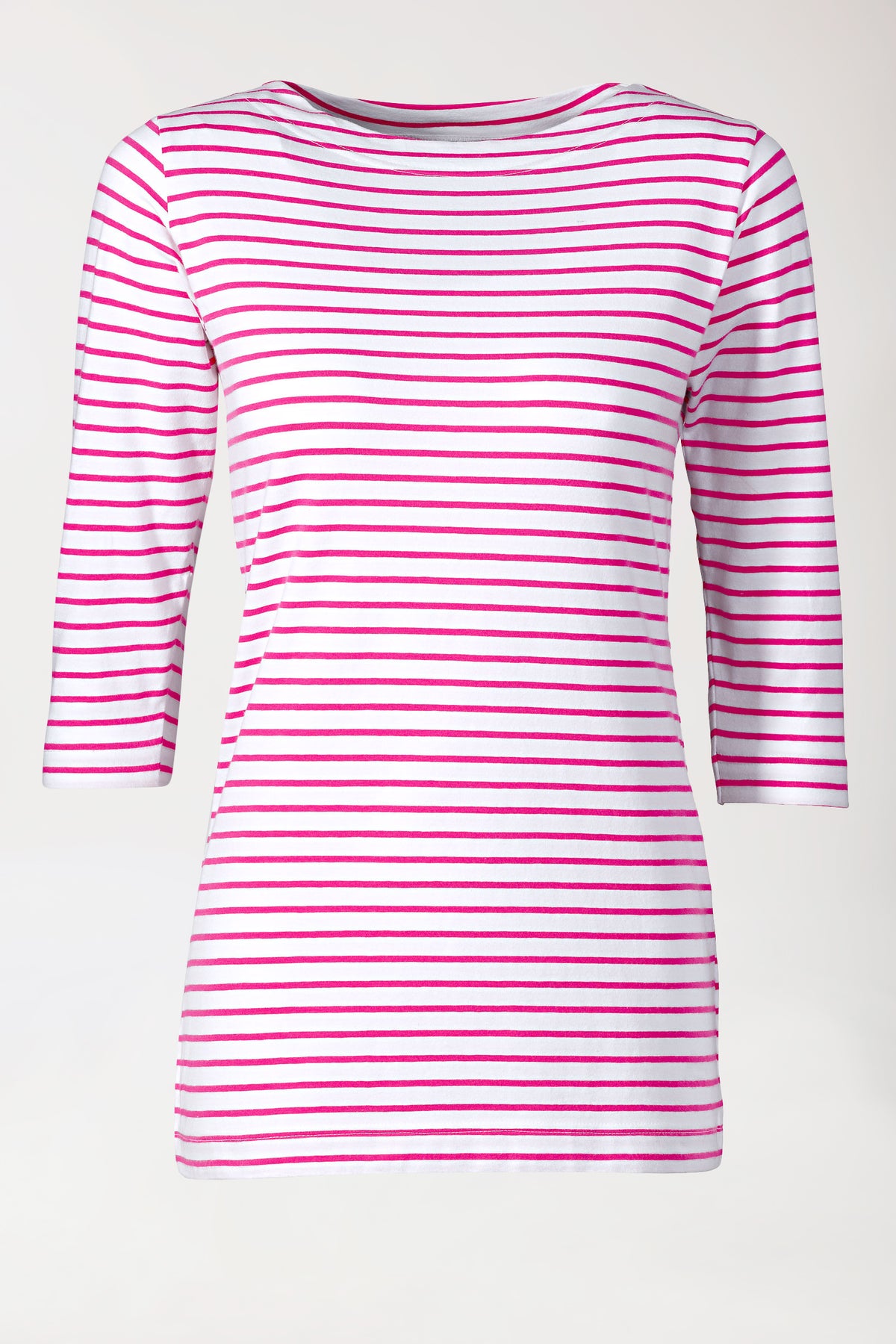 Longshirt Damen - 3/4 Arm pink/weiss, Vue de face