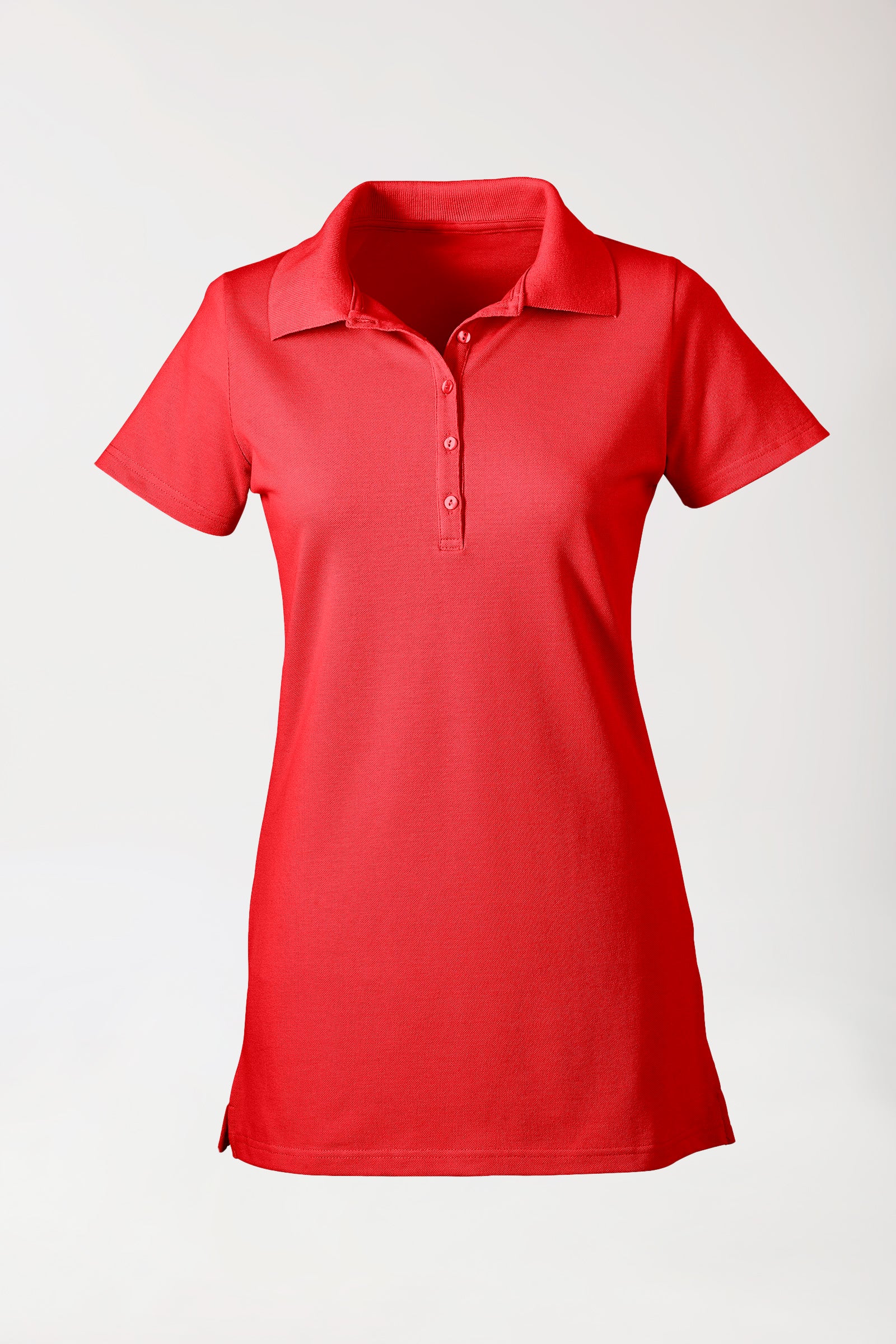 Stretch Longshirt Damen - Polokragen rot, Vorderansicht
