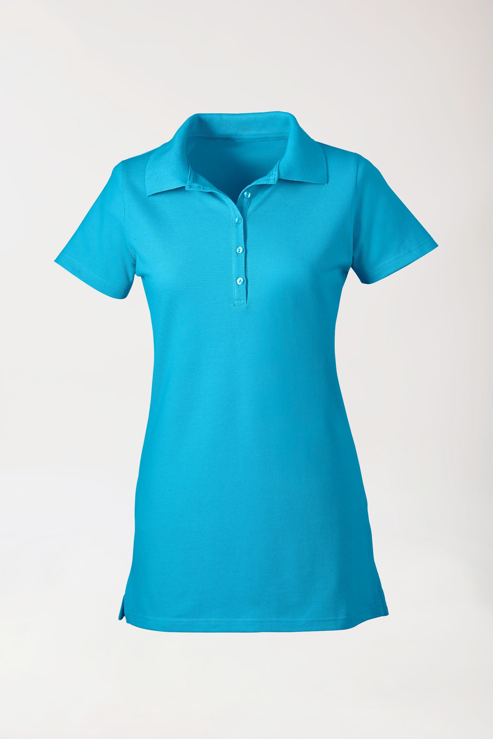 Stretch Longshirt Damen - Polokragen türkis, Vue de face