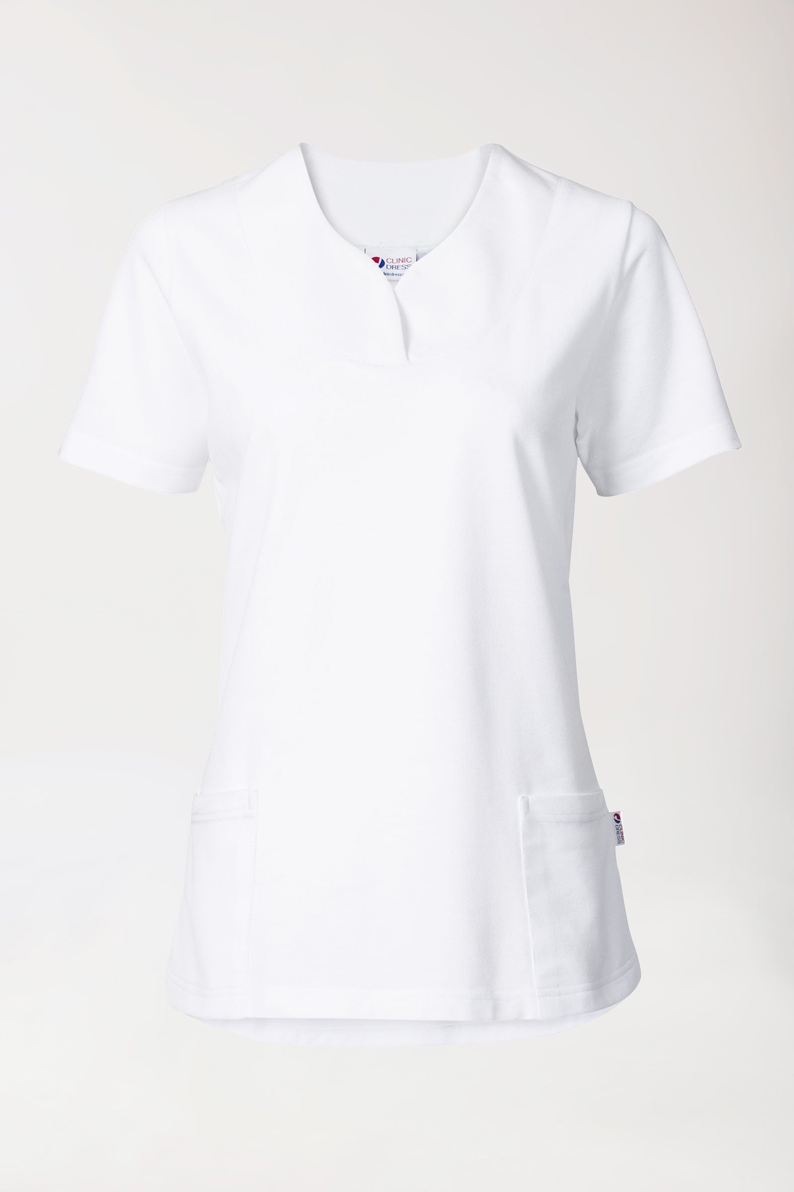 Piqué Longshirt Damen - diagonaler Ausschnitt weiss