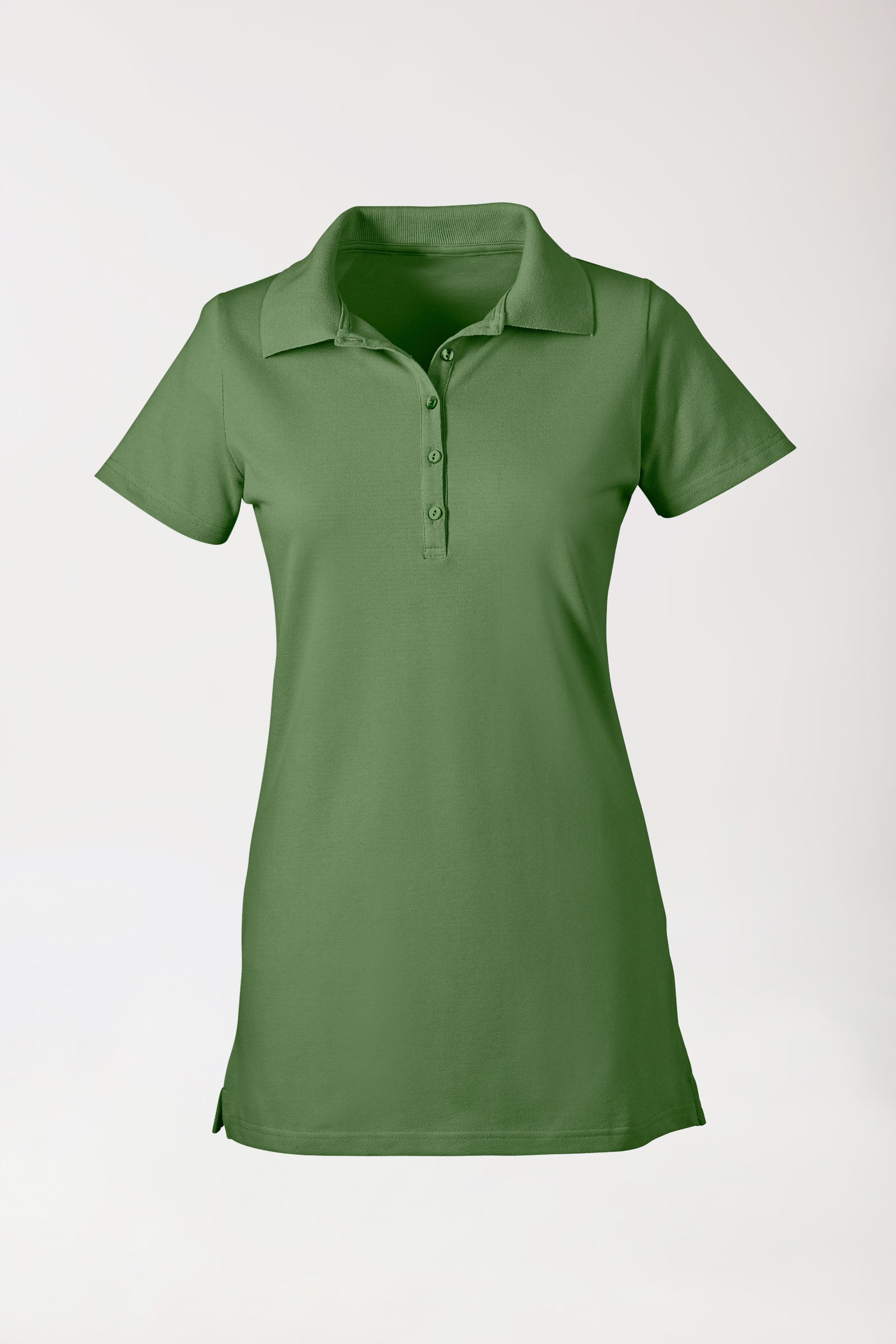 Stretch Longshirt Damen - Polokragen wiesengrün, Vue de face