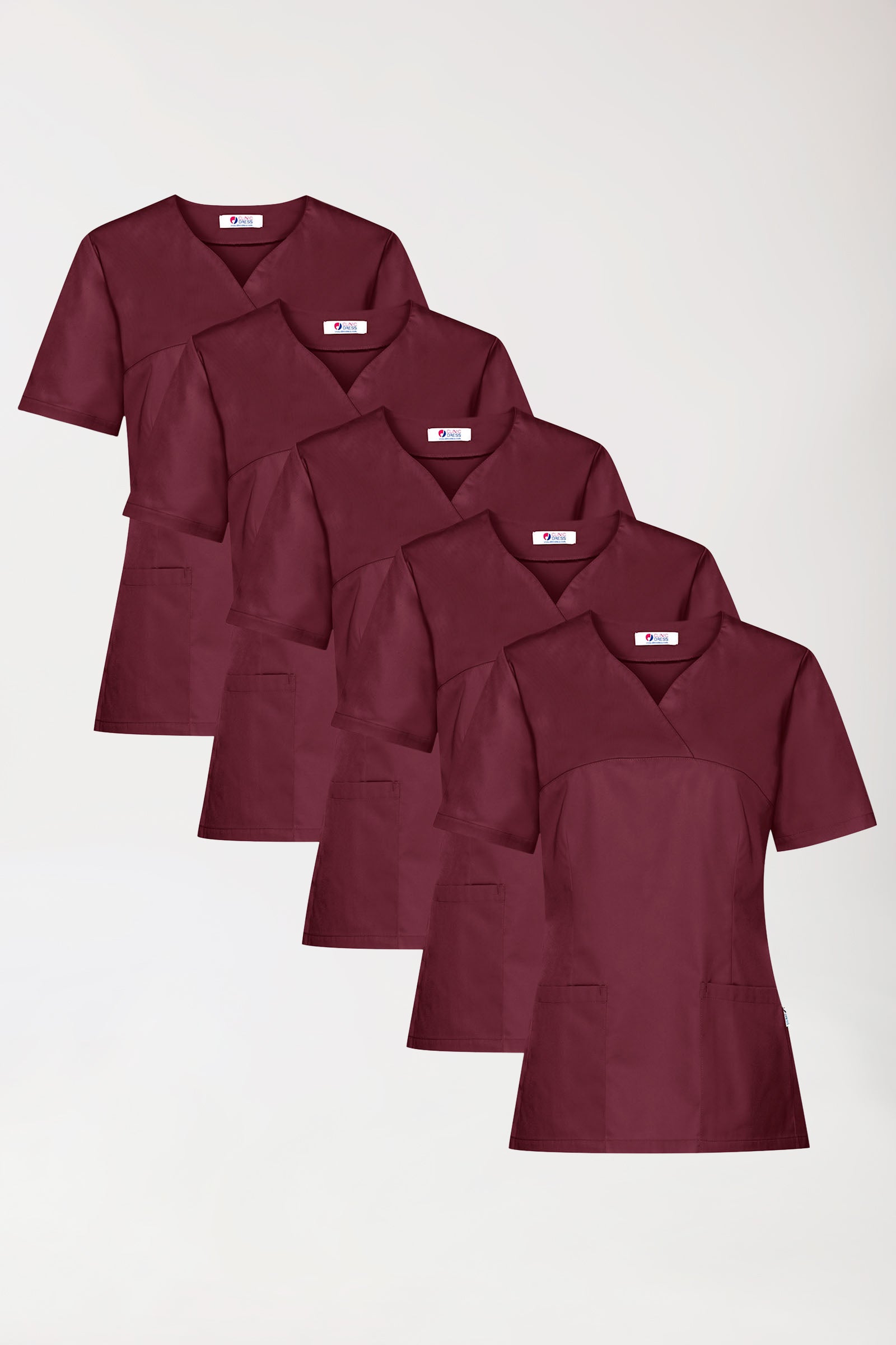 CORE Schlupfkasack Damen - 5er-Pack - Herzausschnitt bordeaux, Vue de face