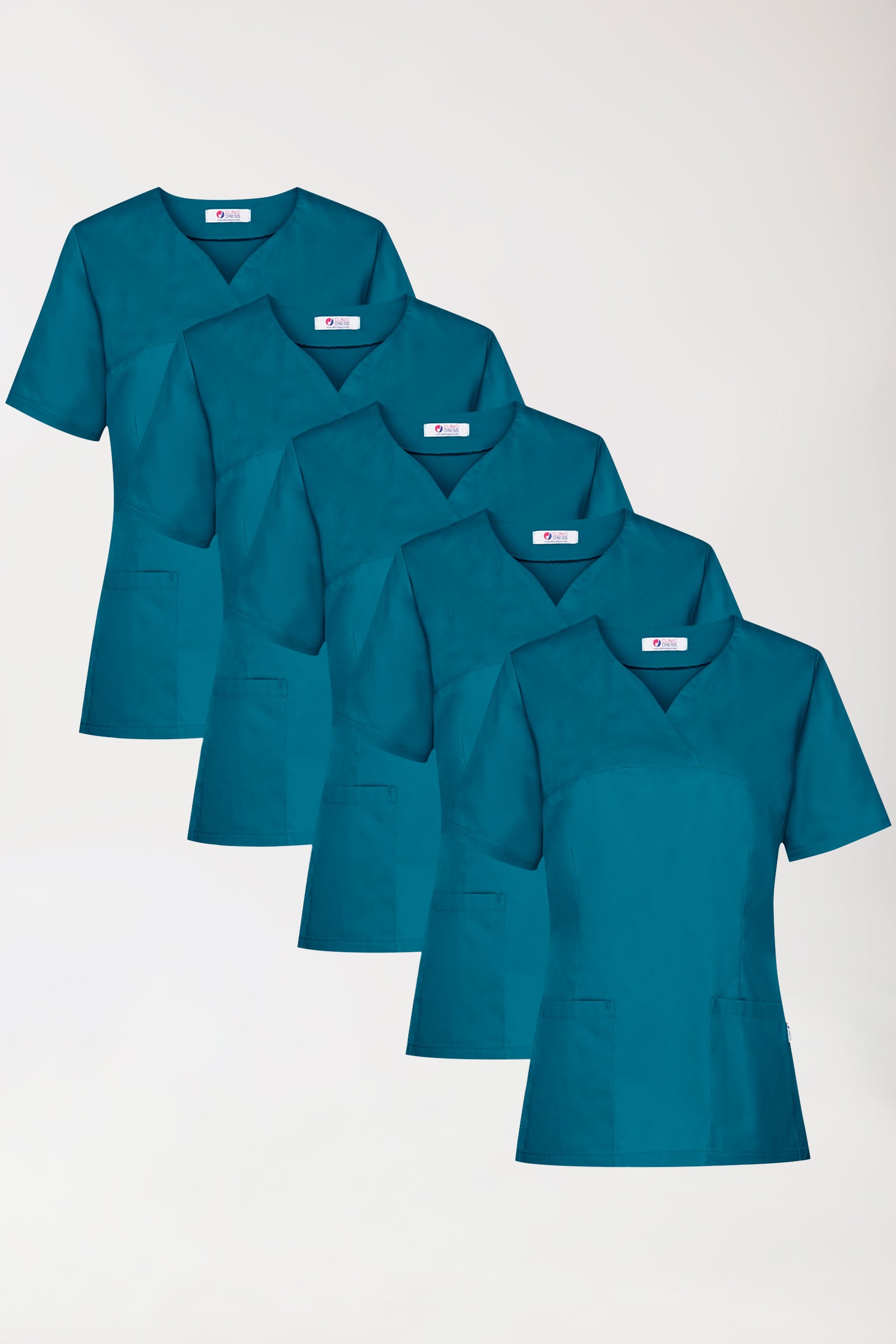 CORE Schlupfkasack Damen - 5er-Pack - Herzausschnitt petrol, Vue de face