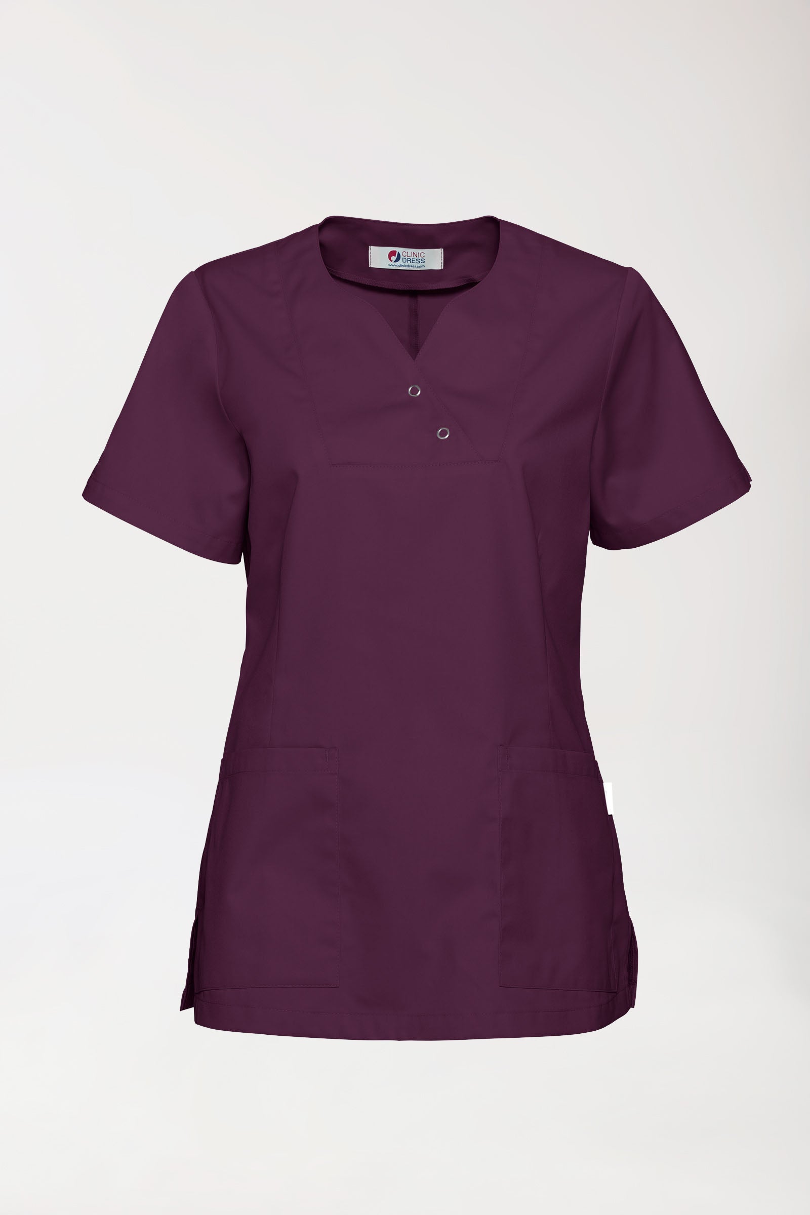CORE Schlupfkasack Damen curved fit - mit Druckknöpfen pflaume, Vue de face