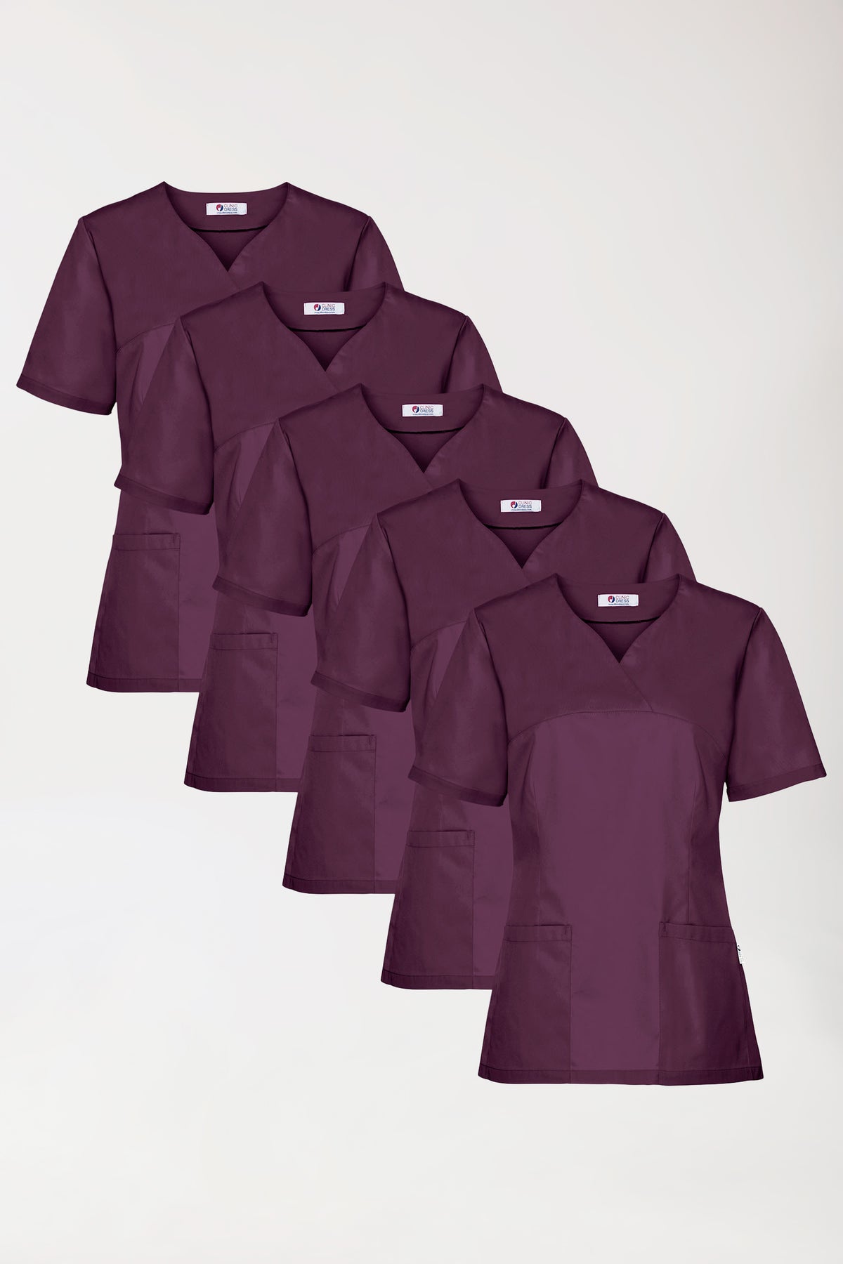 CORE Schlupfkasack Damen - 5er-Pack - Herzausschnitt pflaume, Vorderansicht