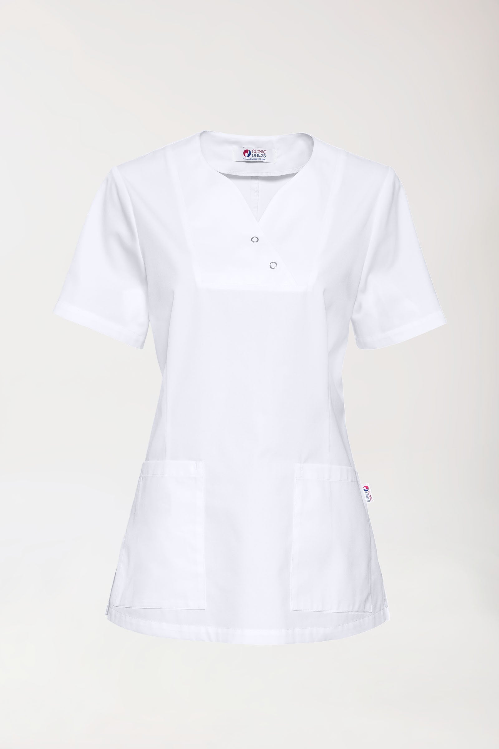 CORE Schlupfkasack Damen curved fit - mit Druckknöpfen weiss
