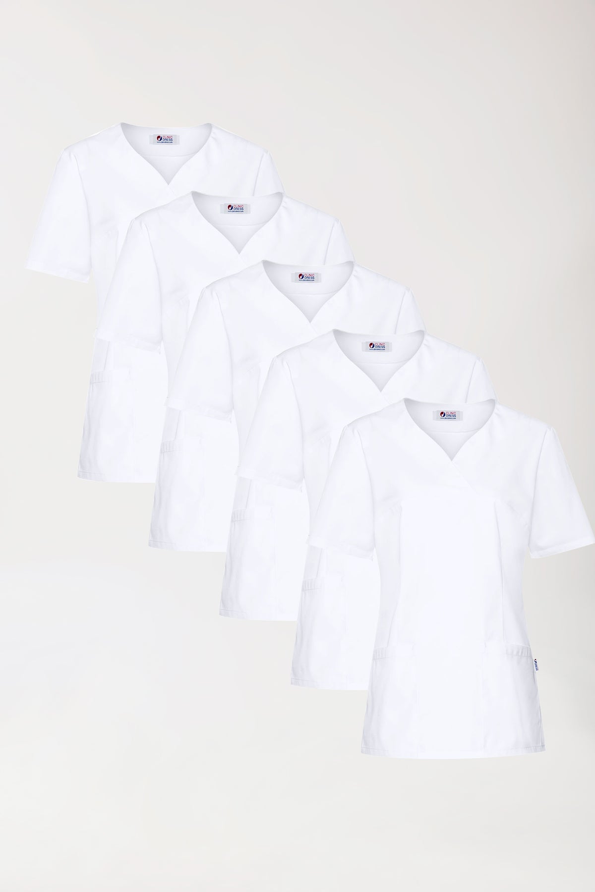 CORE Schlupfkasack Damen - 5er-Pack - Herzausschnitt weiss, Vorderansicht
