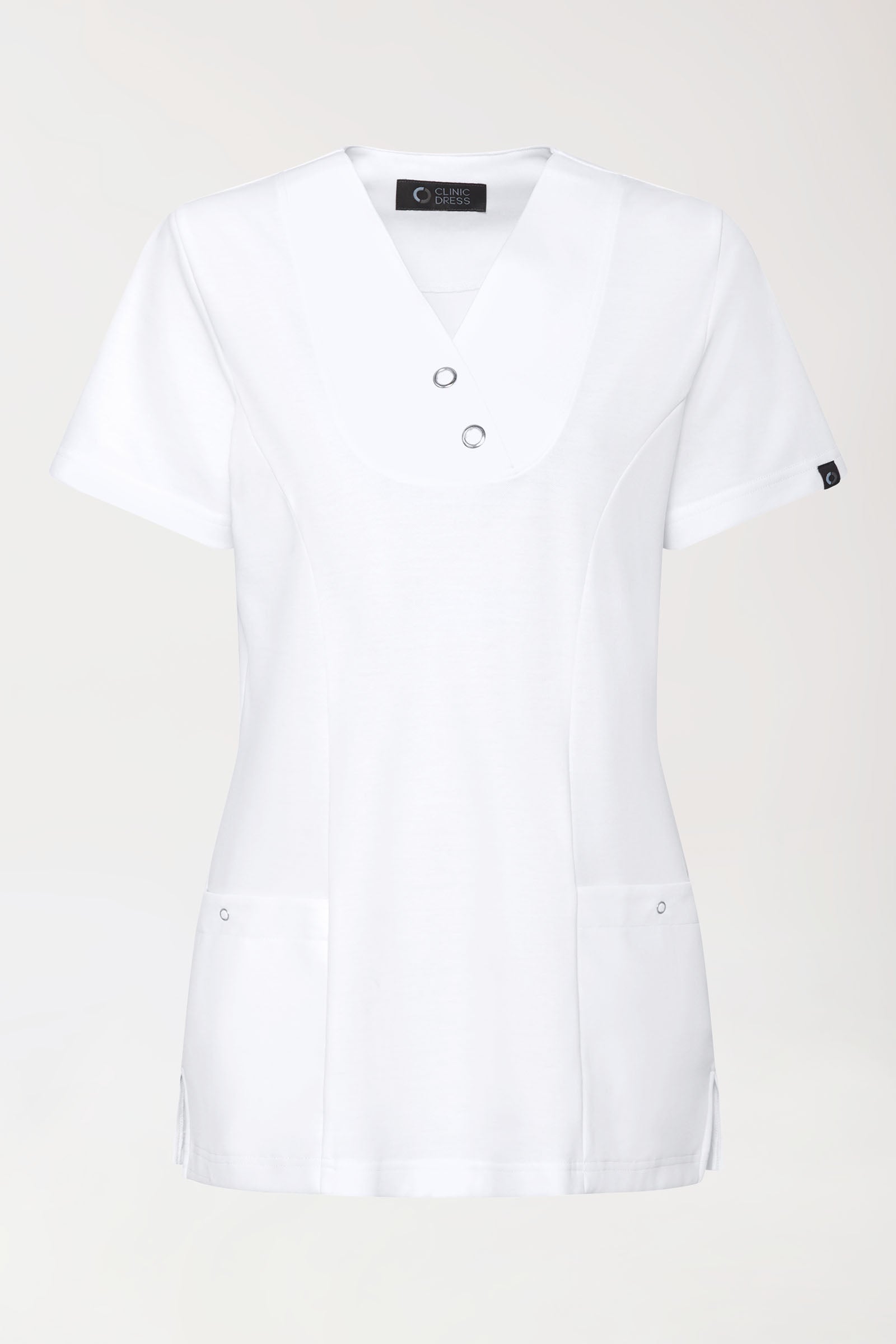 COMFY FLEX Stretch Schlupfkasack Damen - mit Druckknöpfen weiss