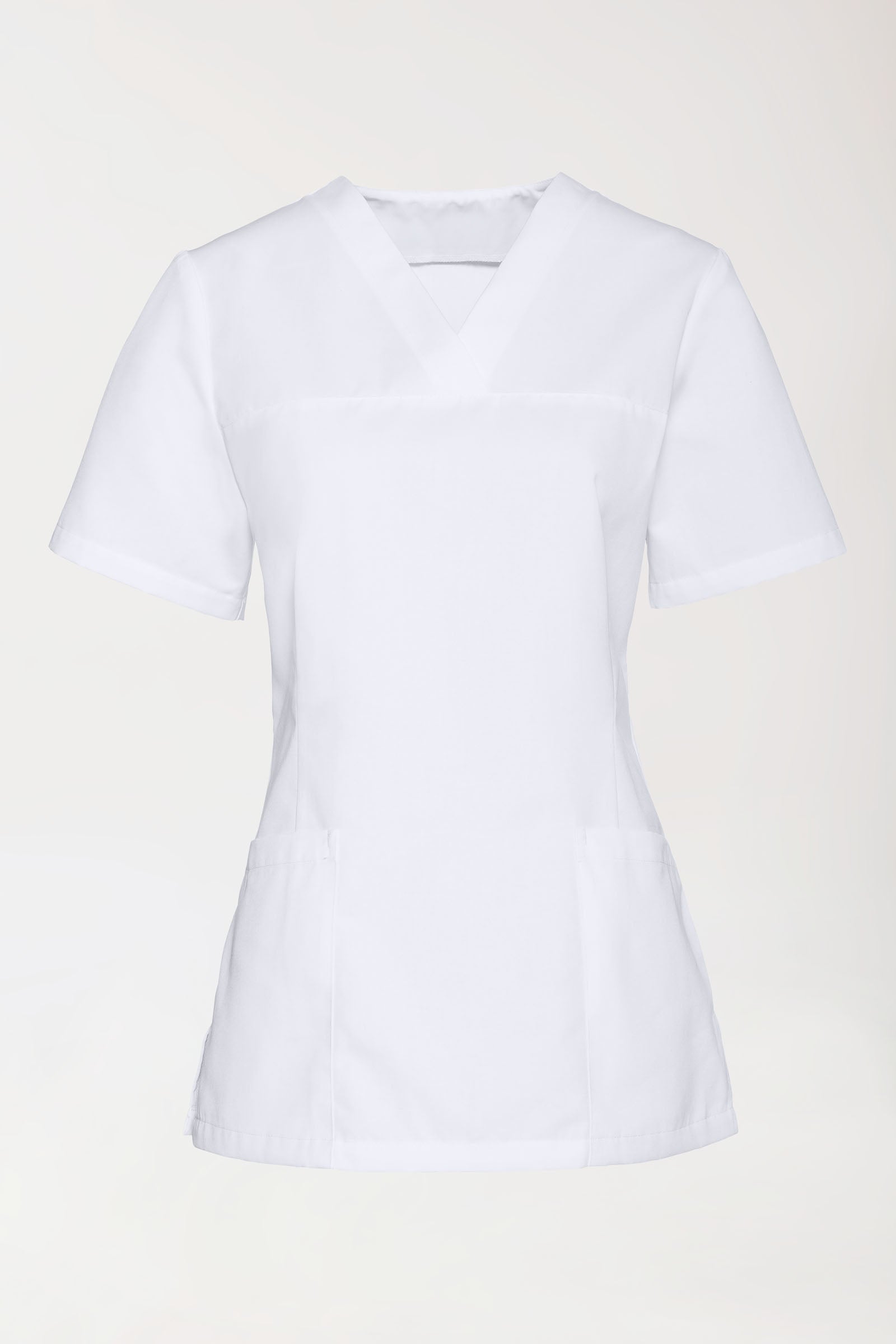 Stretch Schlupfkasack Damen - V-Ausschnitt weiss