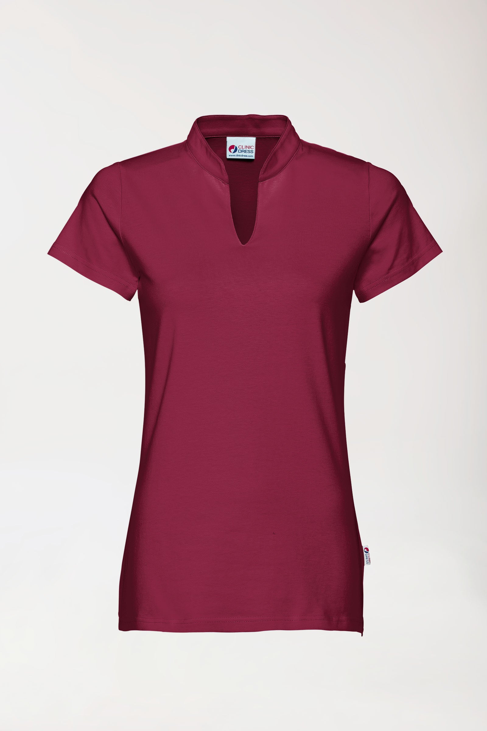 Stretch Shirt Damen - Stehkragen bordeaux, Vue de face
