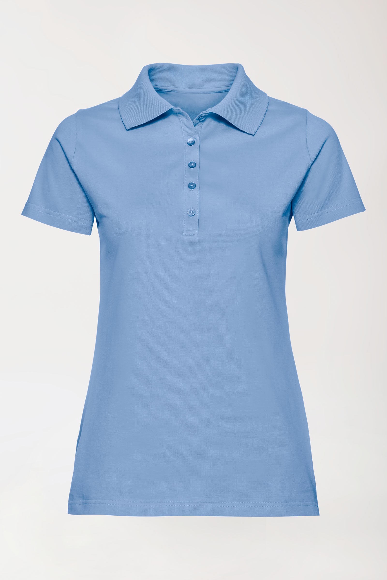 Stretch Shirt Damen - Polokragen himmelblau, Vue de face