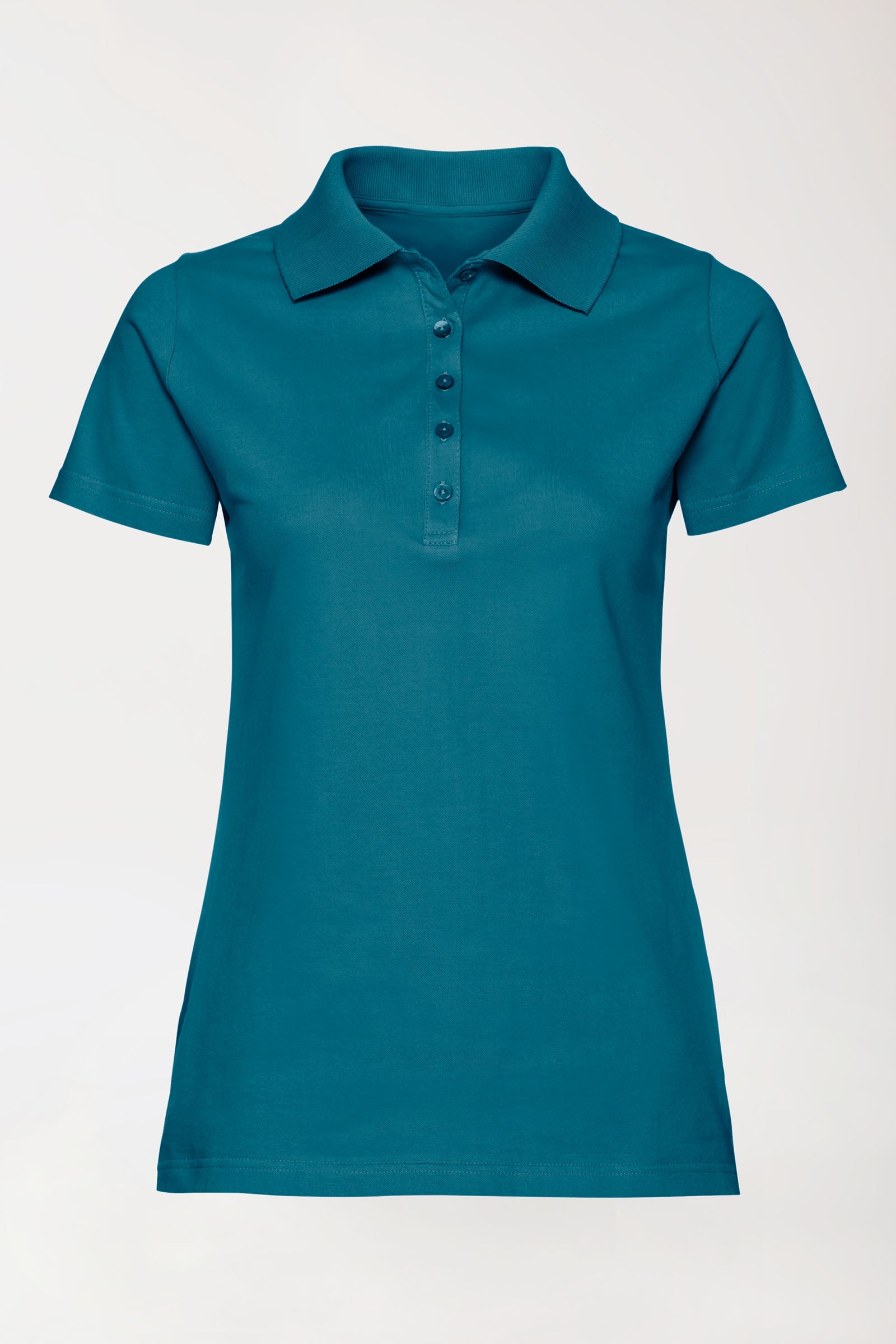 Stretch Shirt Damen - Polokragen petrol, Vue de face