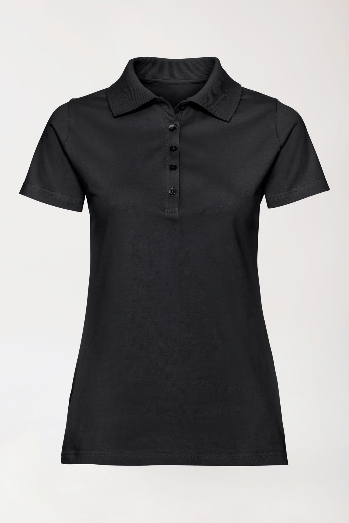 Stretch Shirt Damen - Polokragen schwarz