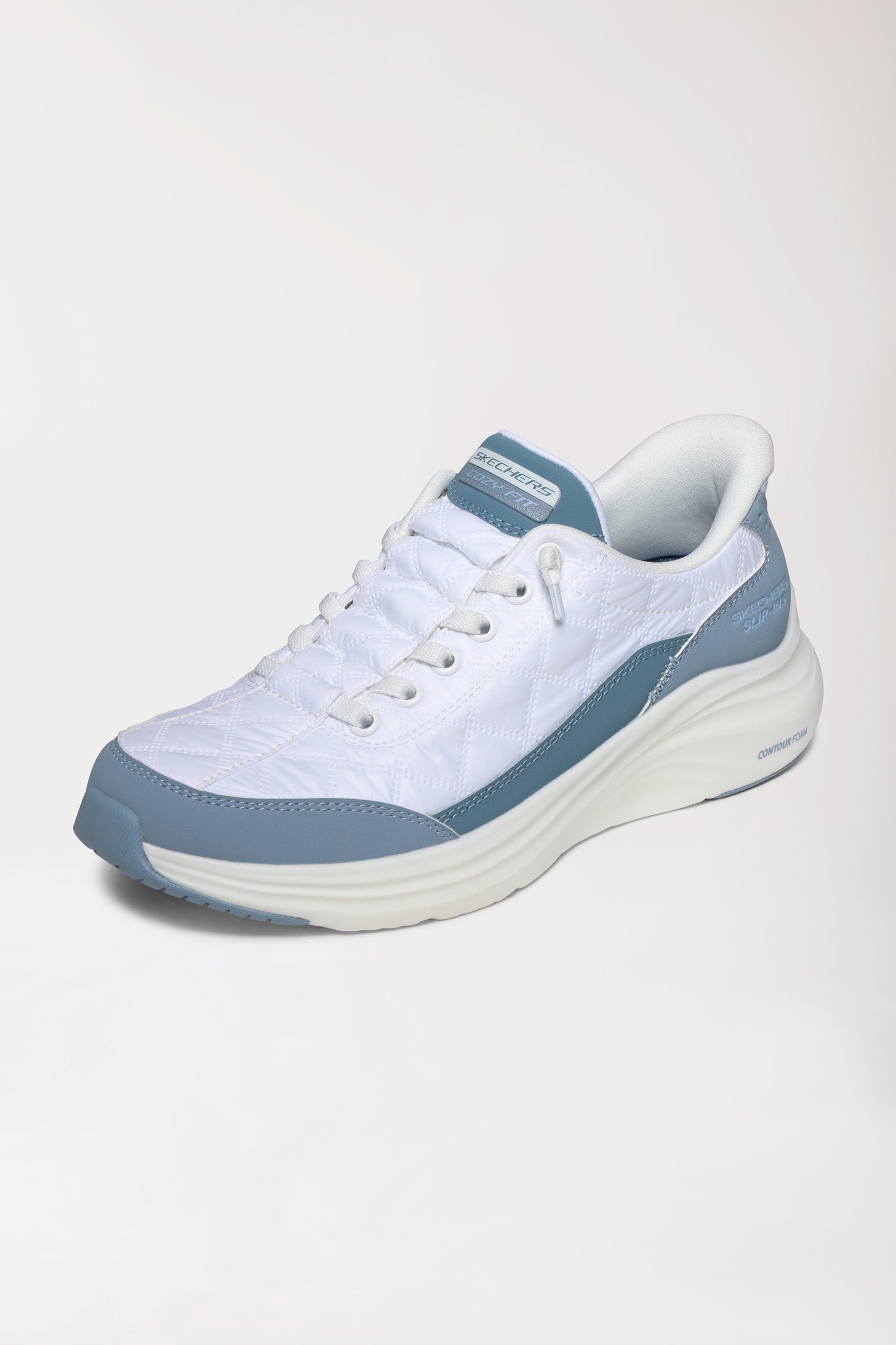 Damen Sneaker-SKECHERS Slip-ins-weiss/hellblau, Vorderansicht