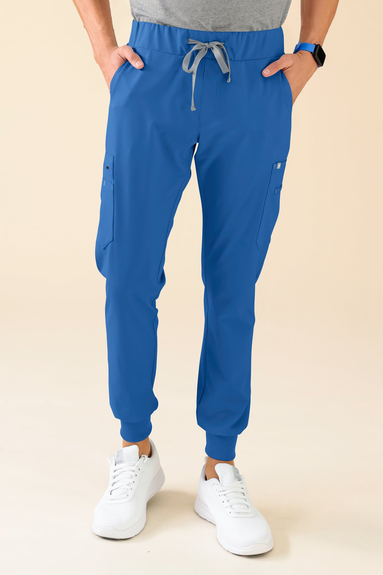 KAERE Hose Herren - Saumbündchen mit Beintaschen blau, Vue de face