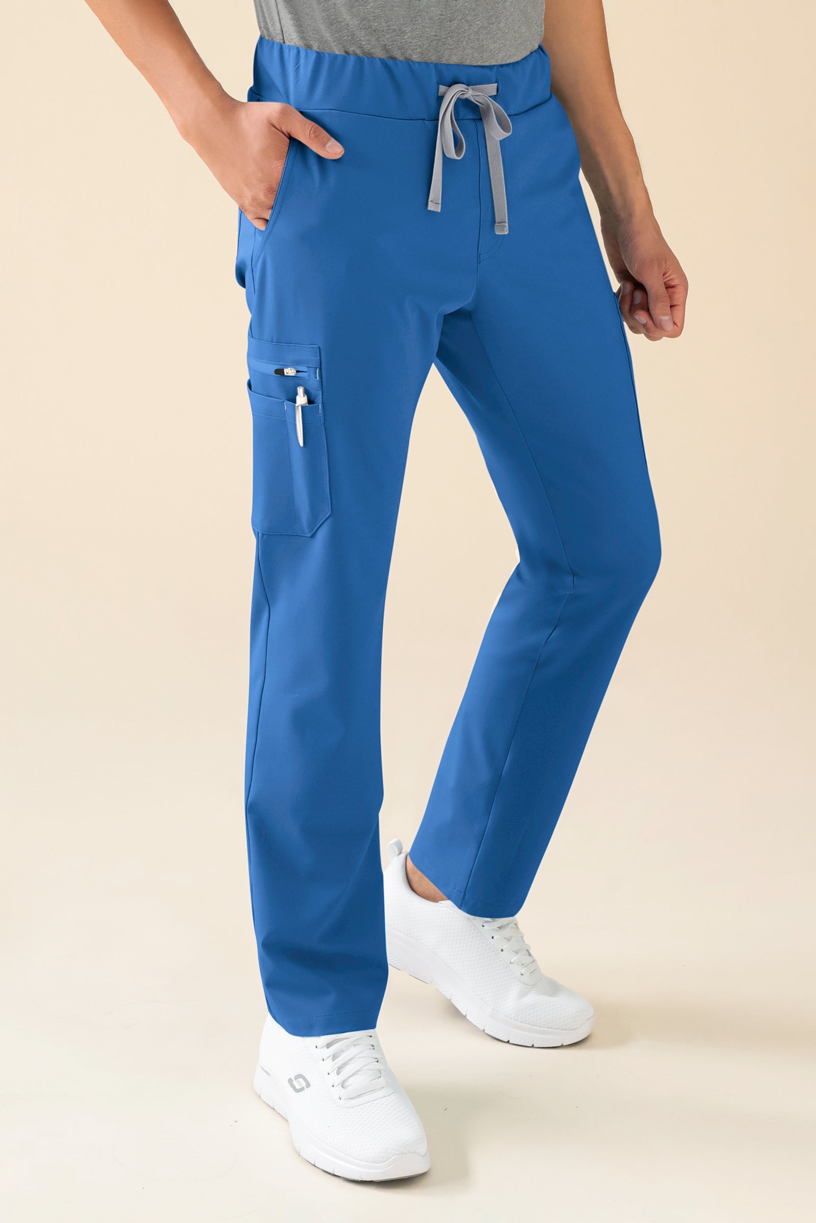 KAERE Hose Herren - gerader Saum mit Beintaschen blau, Vorderansicht
