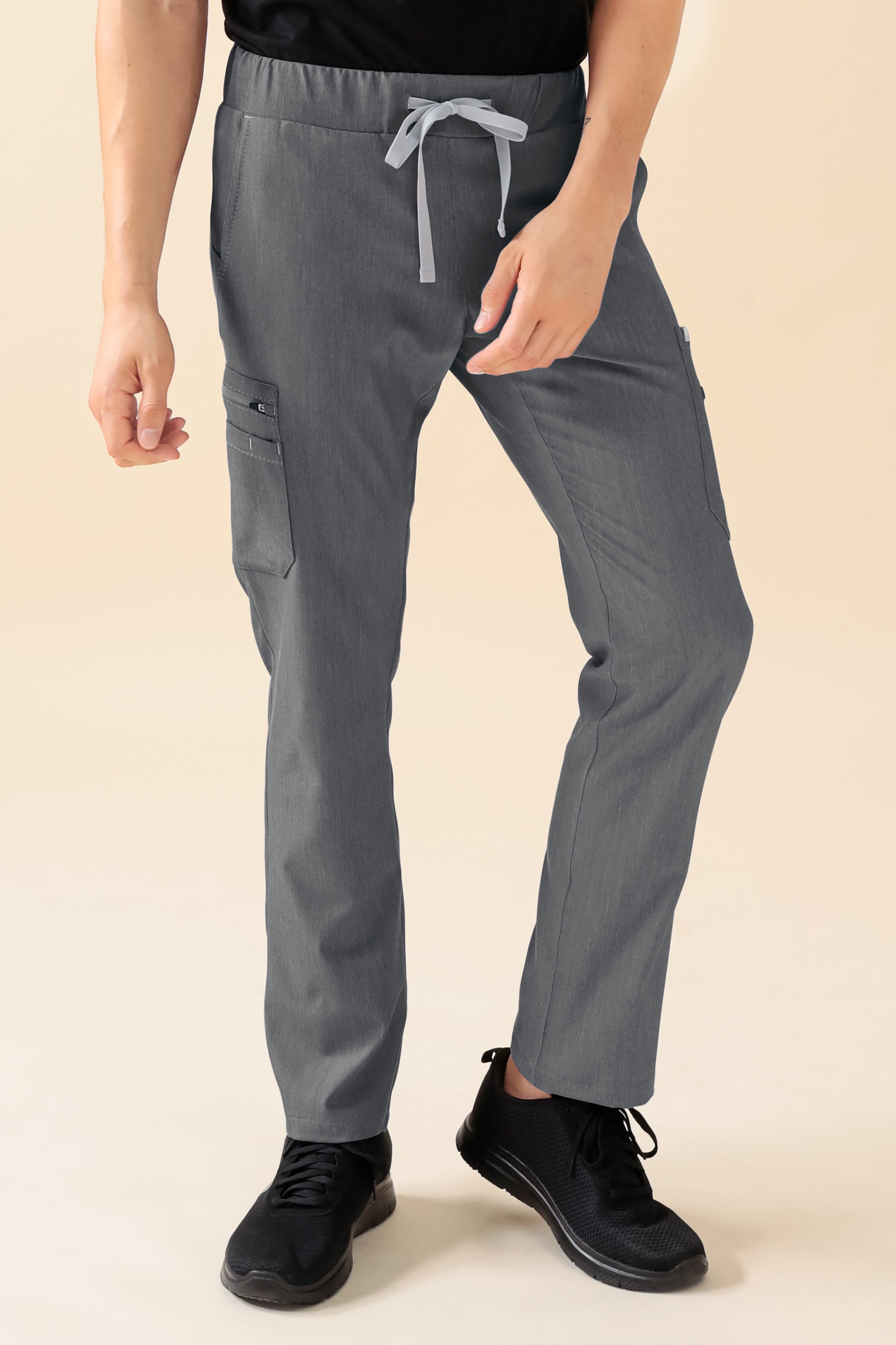 KAERE Hose Herren - gerader Saum mit Beintaschen grau melange, Vorderansicht