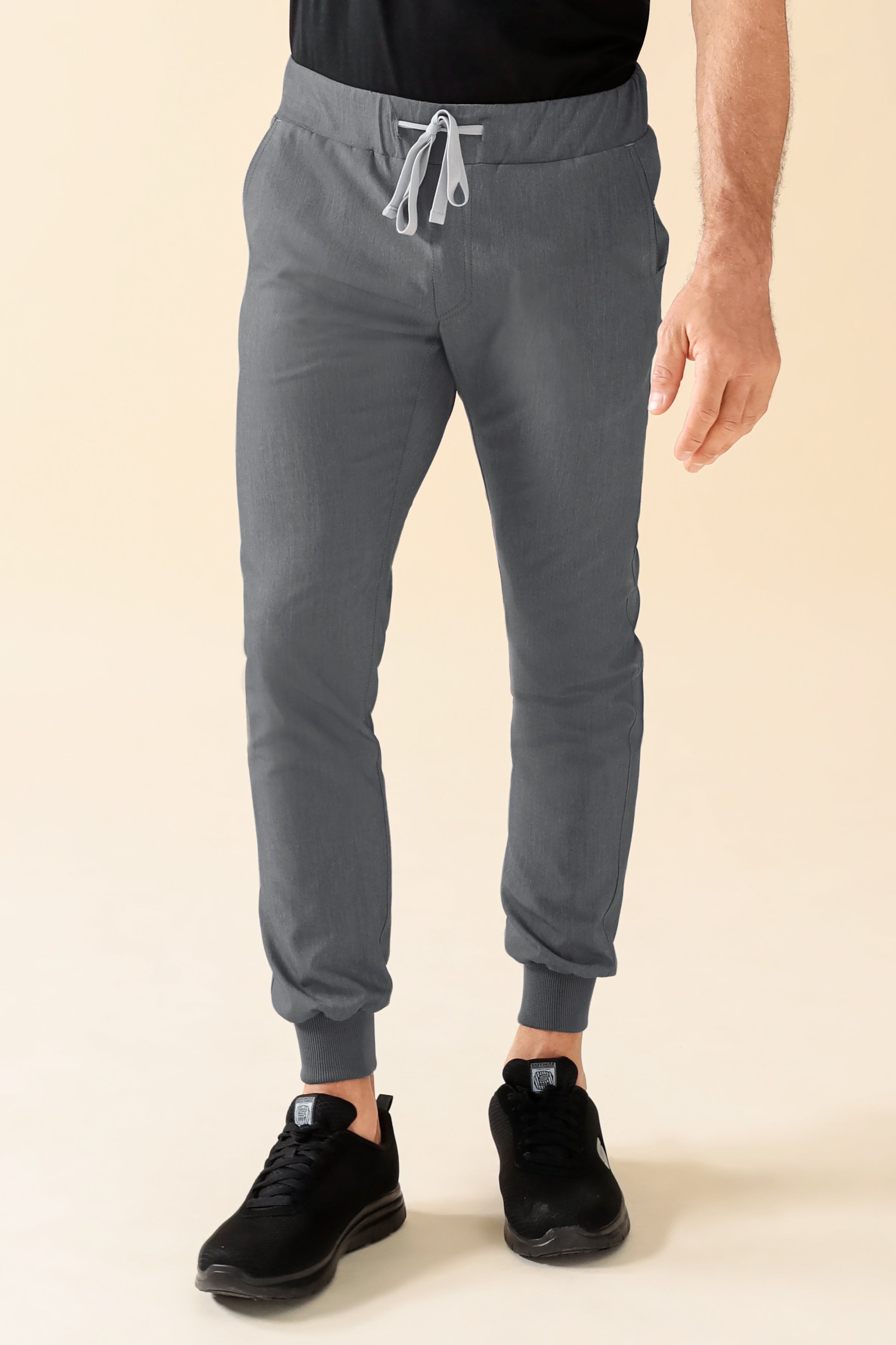 KAERE Hose Herren - Saumbündchen ohne Beintaschen grau melange, Vorderansicht