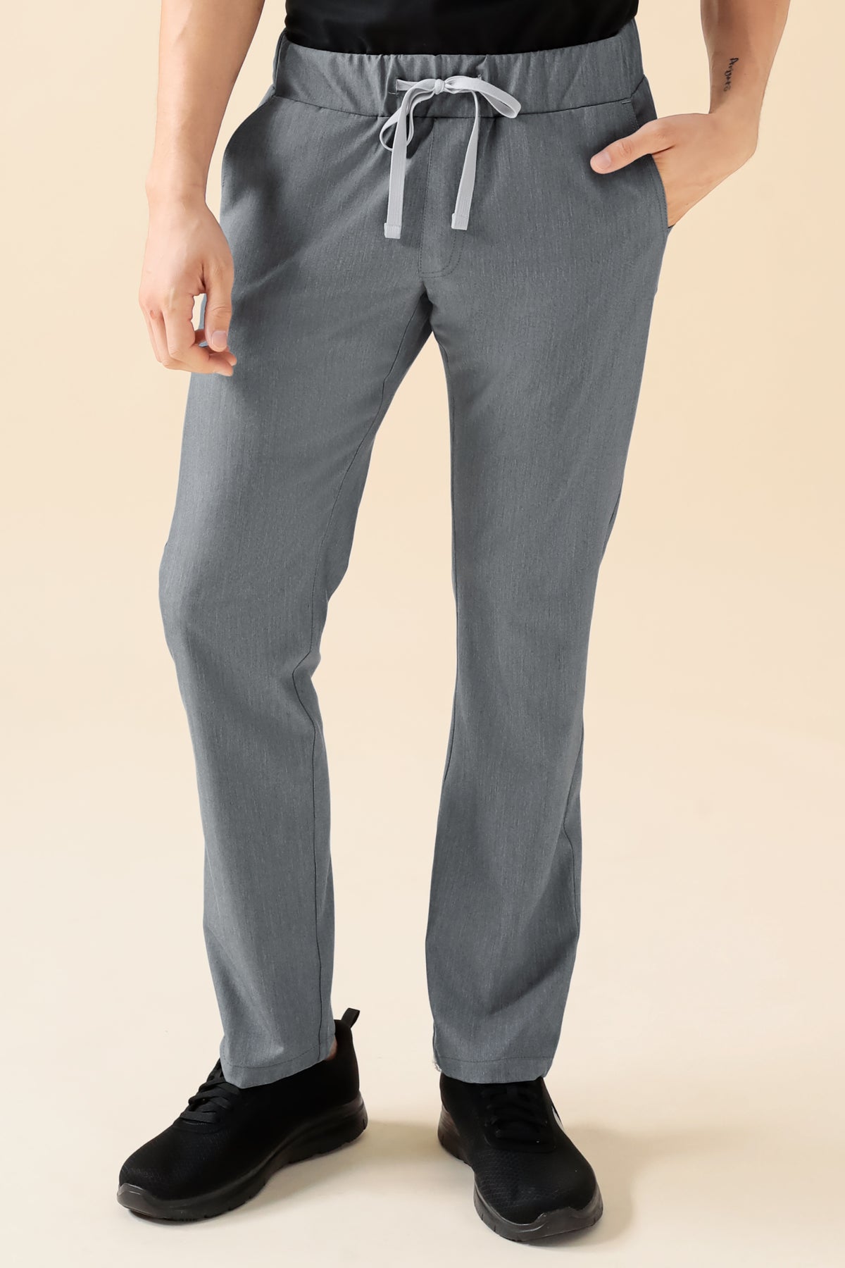 KAERE Hose Herren - gerader Saum ohne Beintaschen grau melange, Vorderansicht