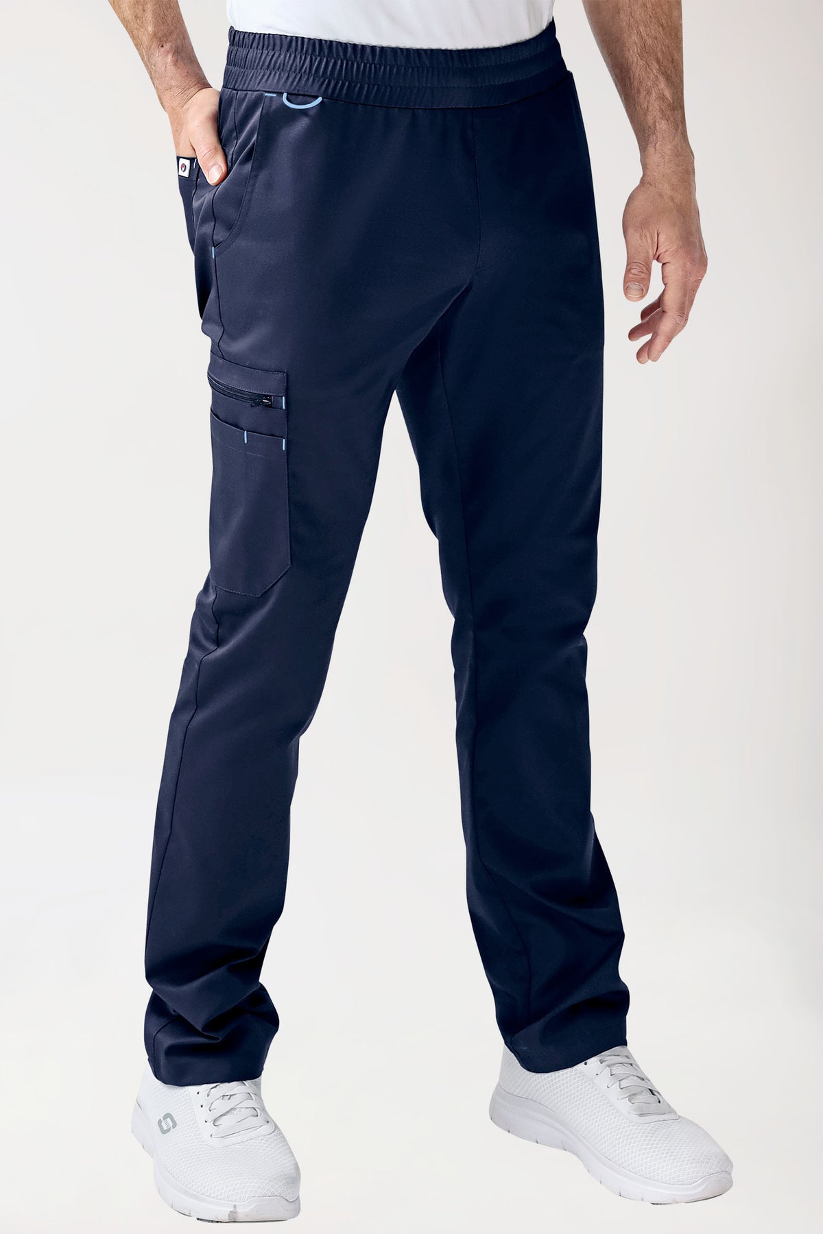 CLINIC STRETCH Hose Herren - gerader Saum navy/himmelblau, Vue de face