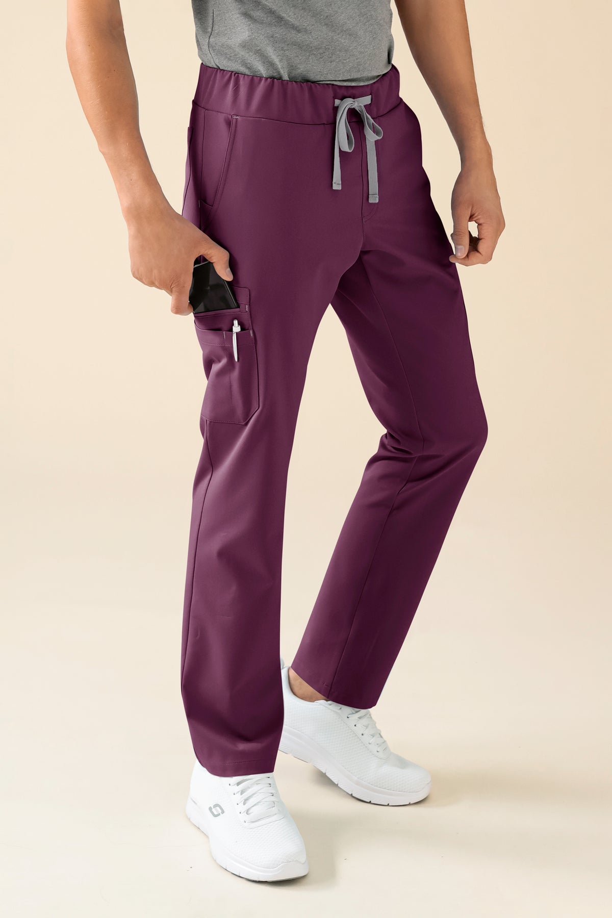 KAERE Hose Herren - gerader Saum mit Beintaschen pflaume, Vorderansicht