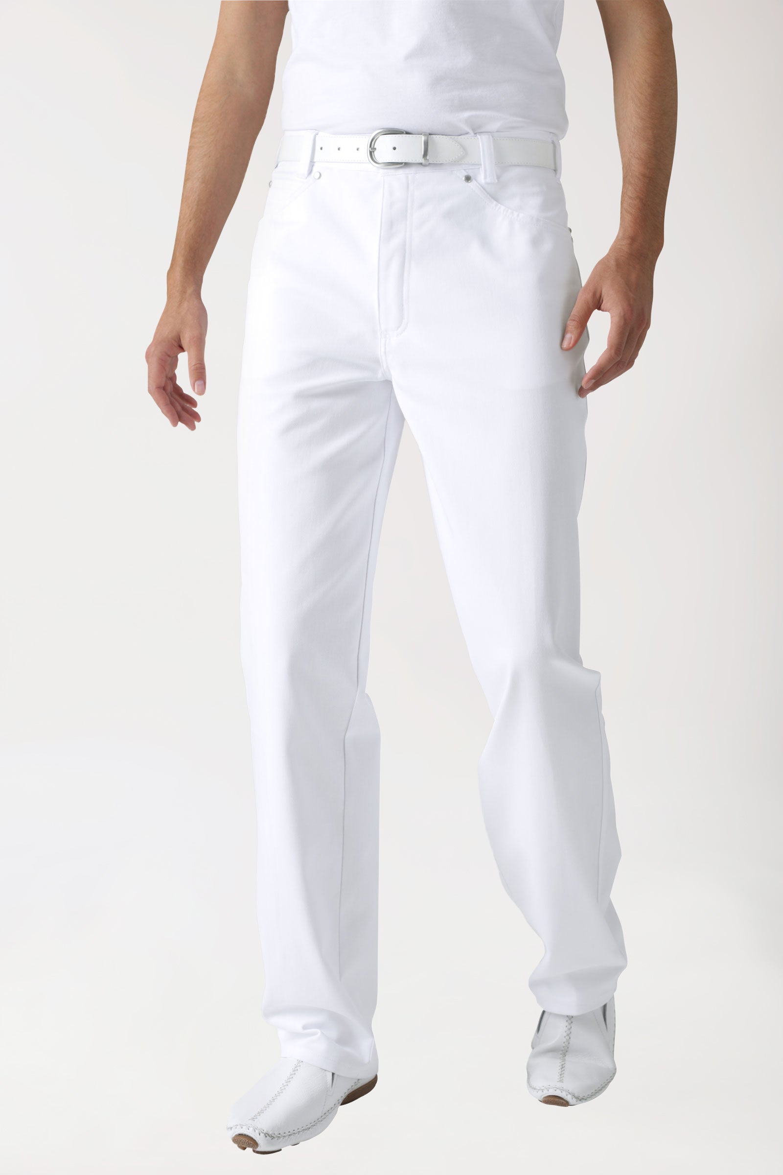 5-Pocket Hose Herren - Jeanslook weiss, Vue de face