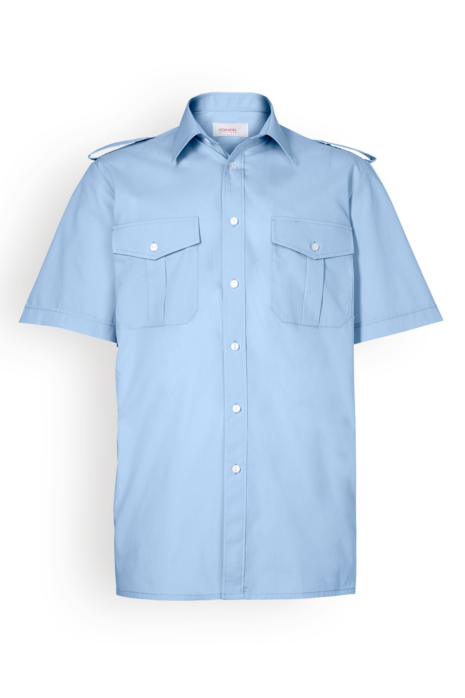 Pilotenhemd Herren Kurzarm Hellblau
